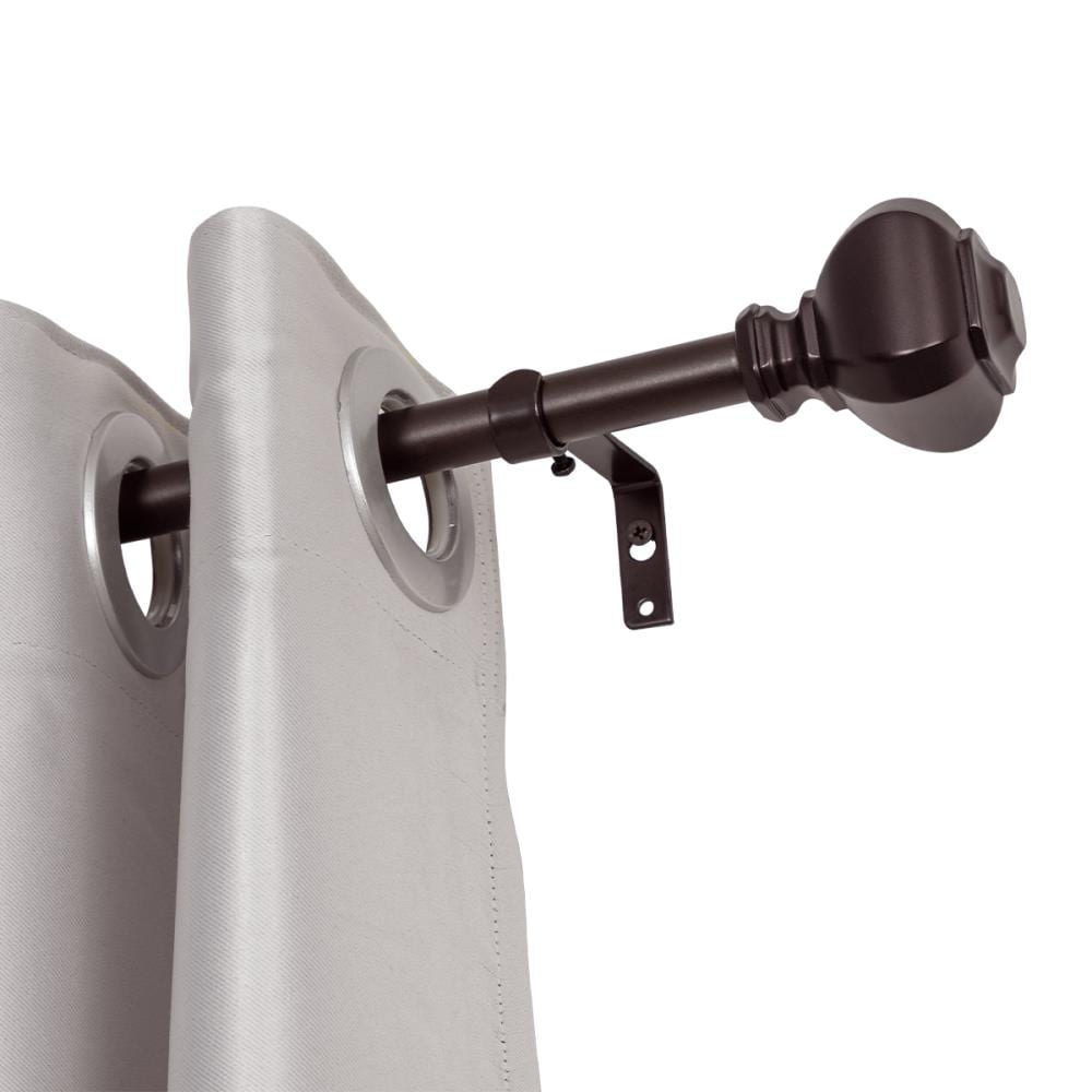 Utopia Alley D18RB 86-in to 120-in Oil Rubbed Bronze Iron Single curtain rod with Finials