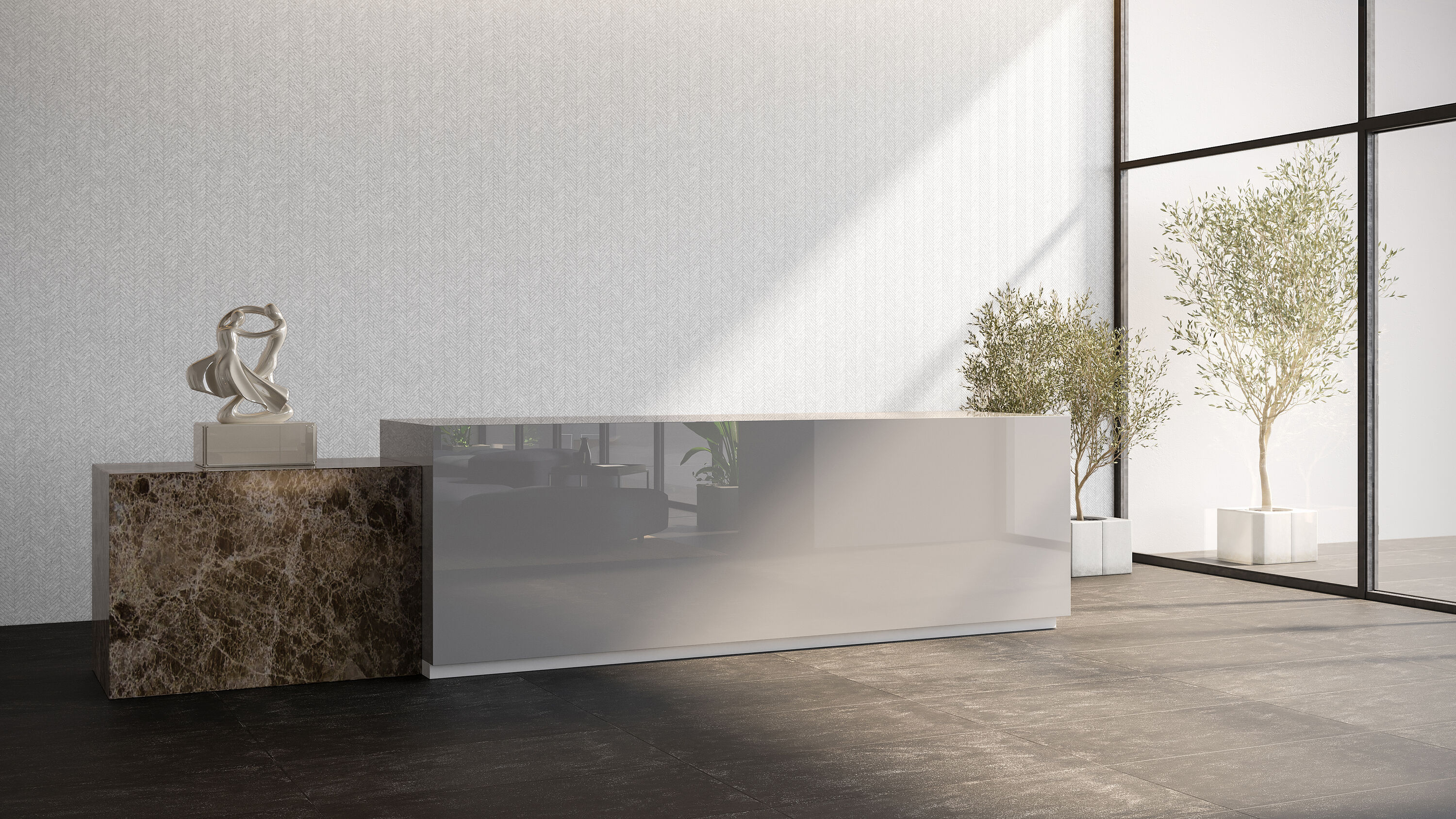 Carrara White Polished Marble Herringbone Mosaic Tile