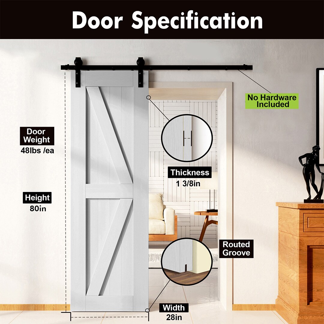 HOMACER 2880F-WHITE Barn-Doors - View #3