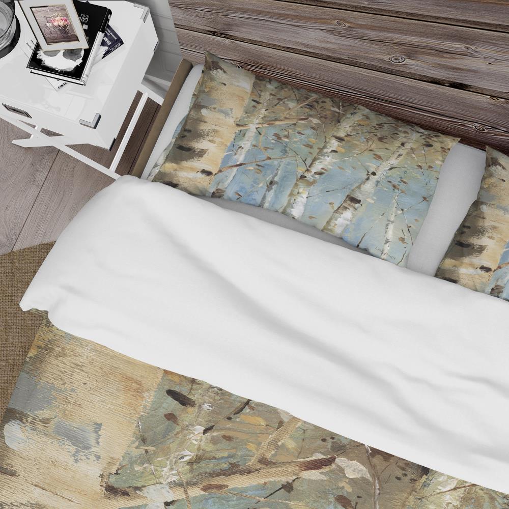 Twin Blue and Beige Microfiber Duvet Cover Set