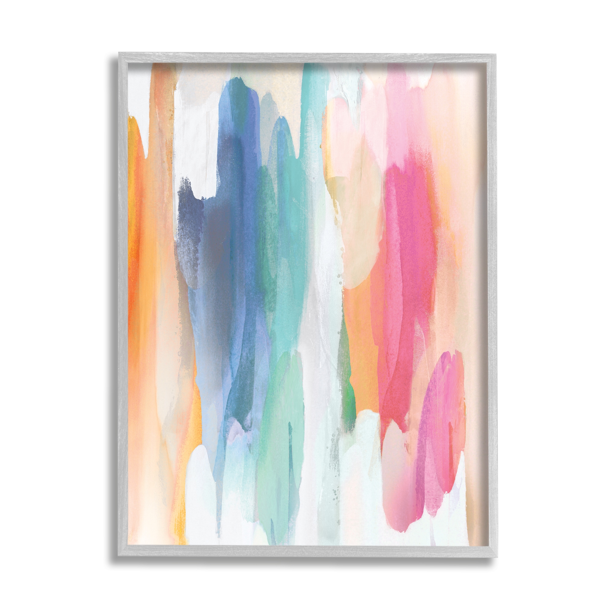 Stupell Industries AE-828-GFF-11X14 Faded Rainbow Tones Layered Shape Abstraction Jackie Hanson Framed 14-in H x 11-in W Abstract Print
