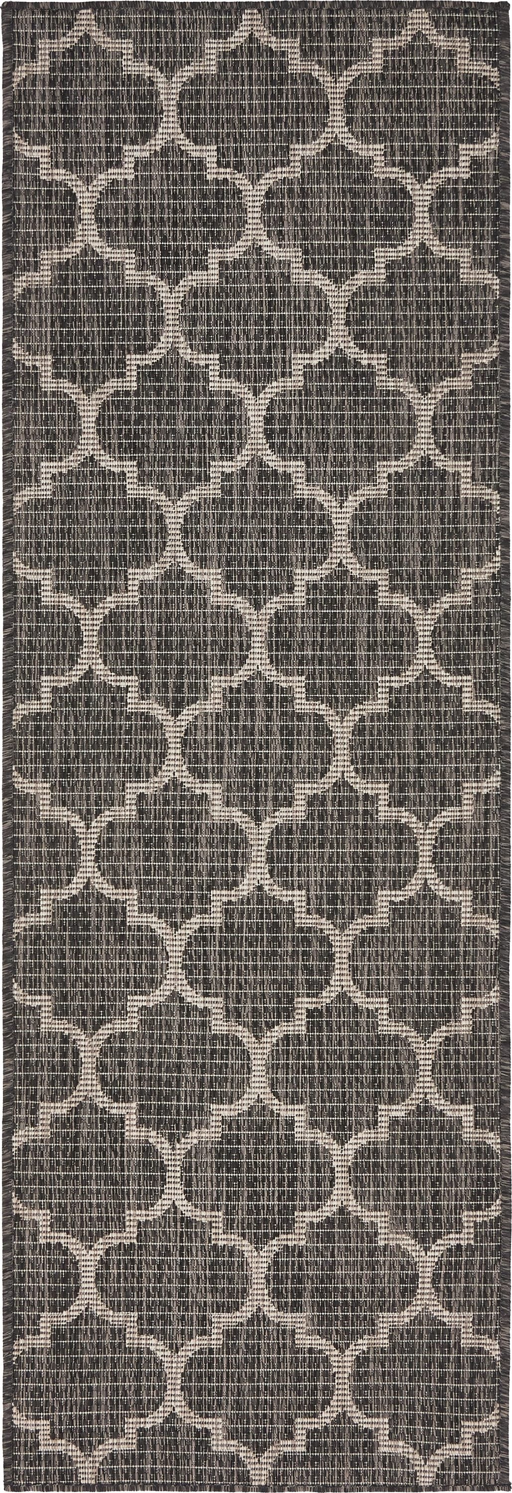 Unique Loom 3136824 Trellis Outdoor 2 x 6 (ft) Loomed Polypropylene Black/Beige Rectangular Indoor/Outdoor Trellis Runner rug