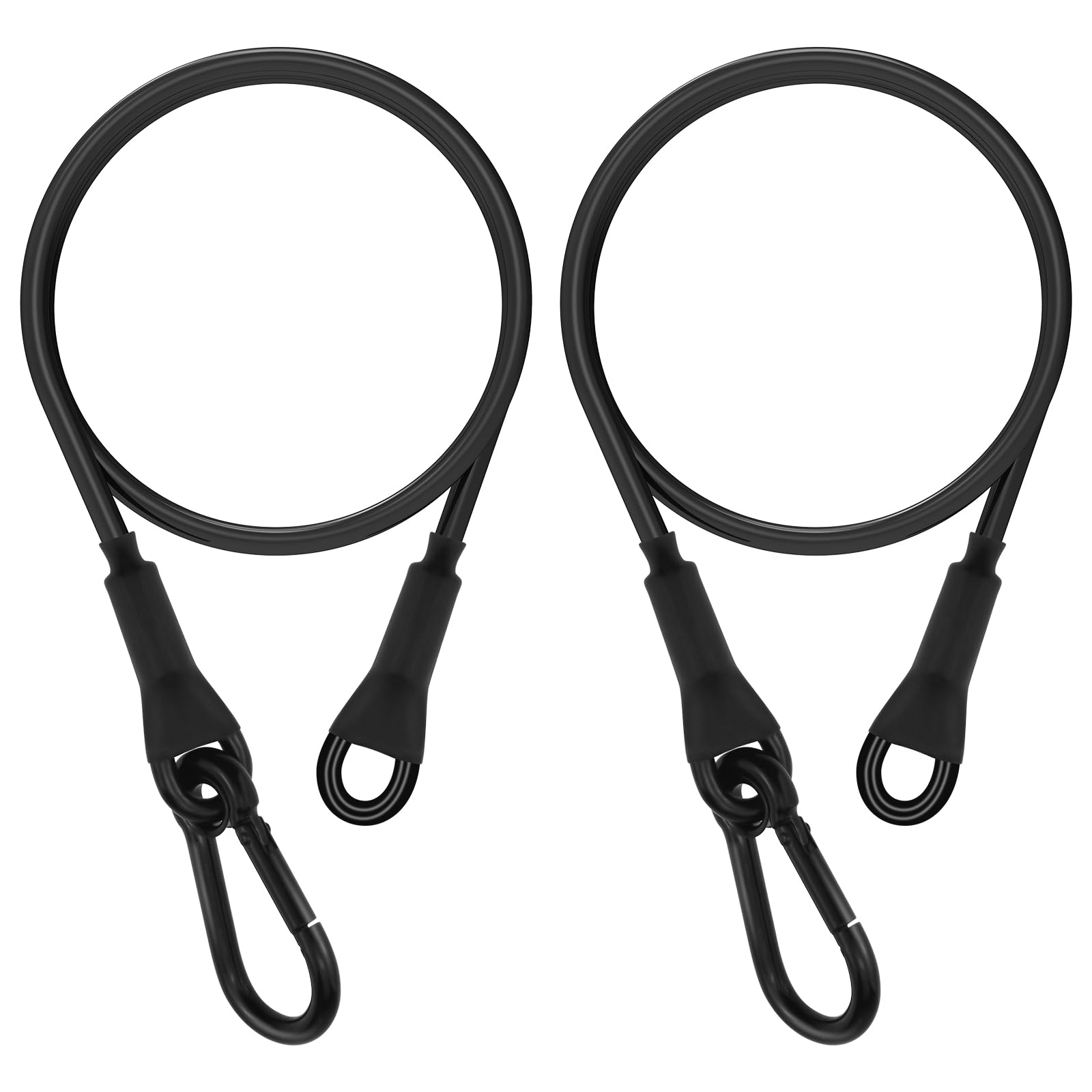 Etokfoks  2 Pack Vinyl Coated Stainless Steel Wire Rope Cable with Carabiner Hook Looped Ends 5 32 in x 24 in