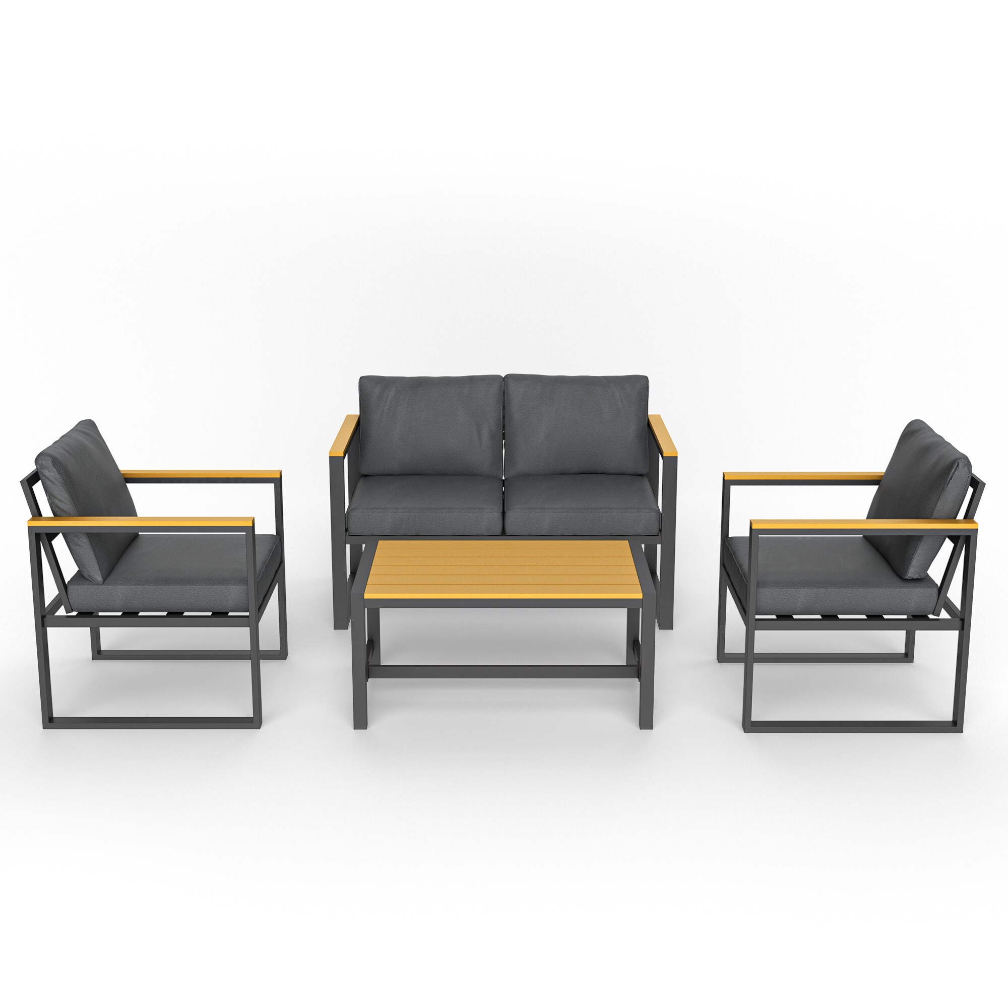 PamaPic TB-SF-4JT-T-WL1 4 -Piece 3 Patio Sofa Conversation Set with Gray Cushions