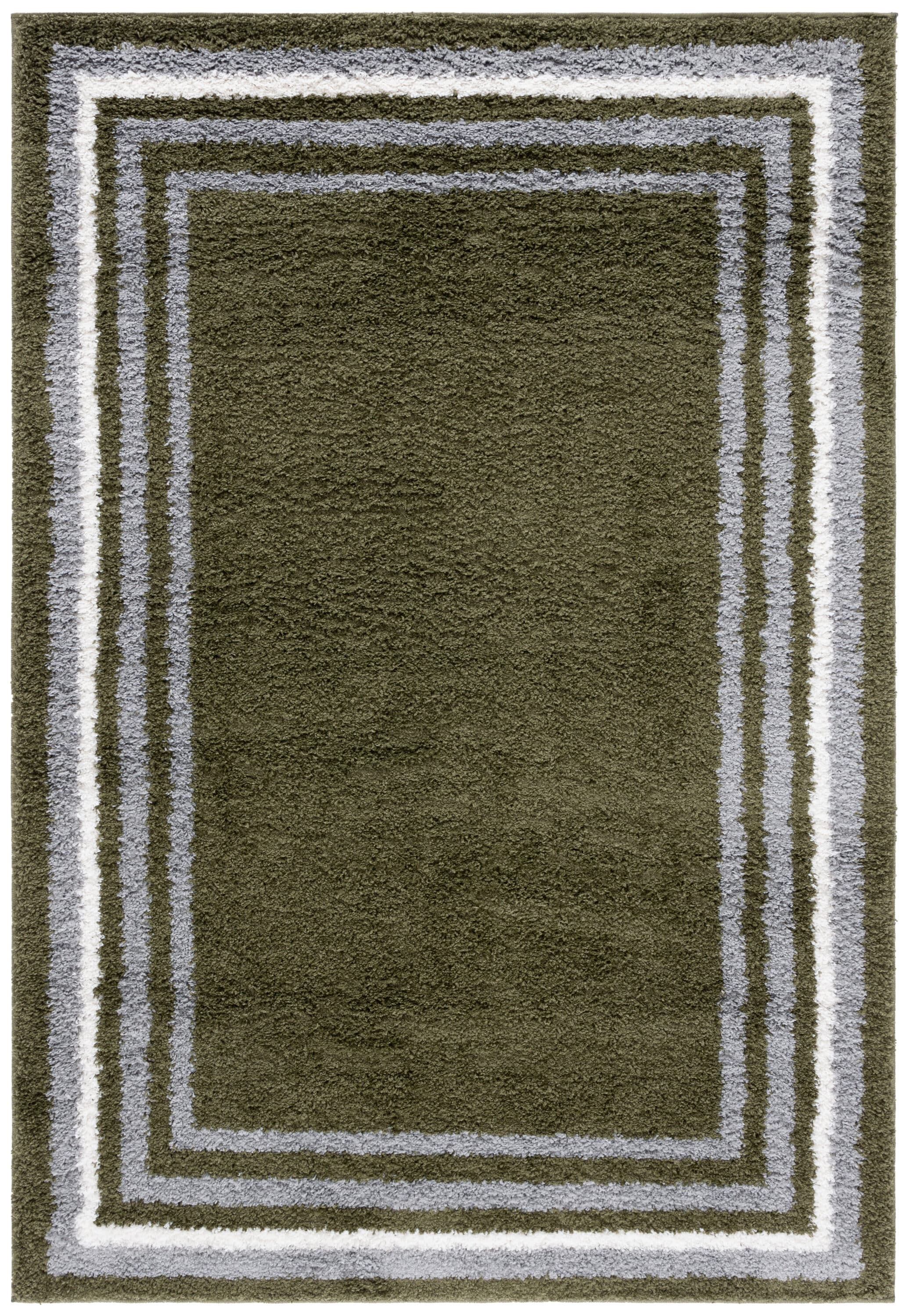 Safavieh BSP251Y-4 4 x 6 (ft) Loomed Polyester/Polypropylene Green Rectangular Indoor Border Mid-Century Modern Area rug