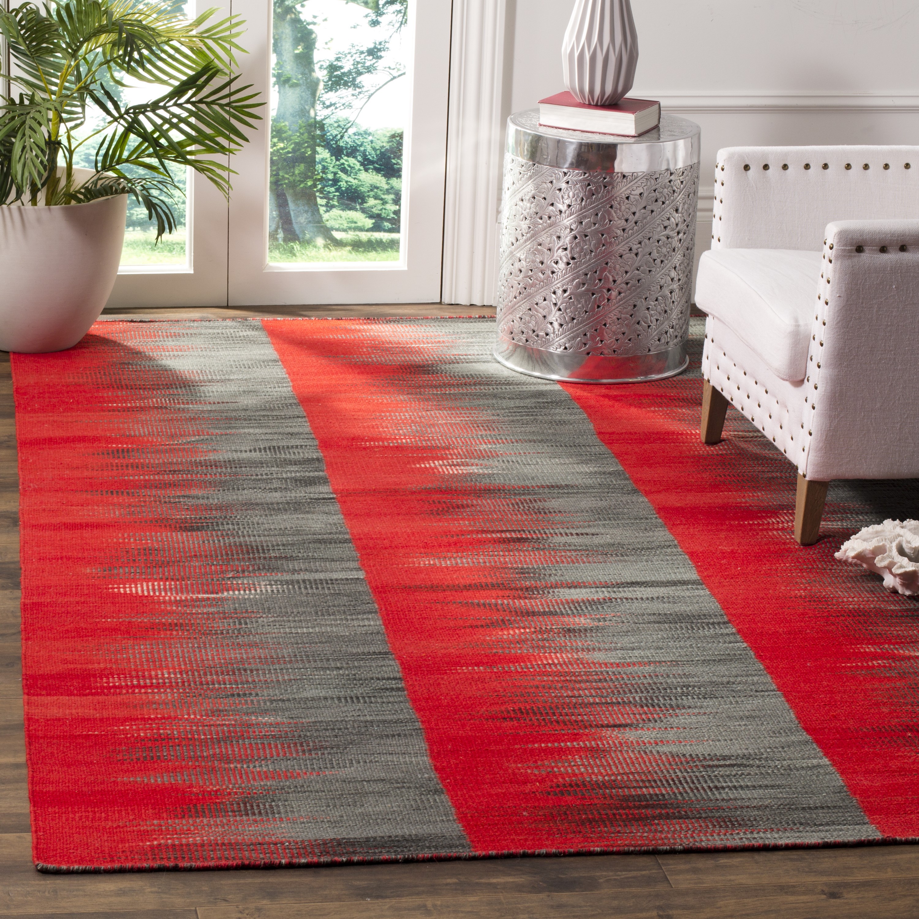 Safavieh Kilim Ceret 5 X 8 (ft) Wool Red/Charcoal Indoor Abstract Oriental  Area Rug in the Rugs department at