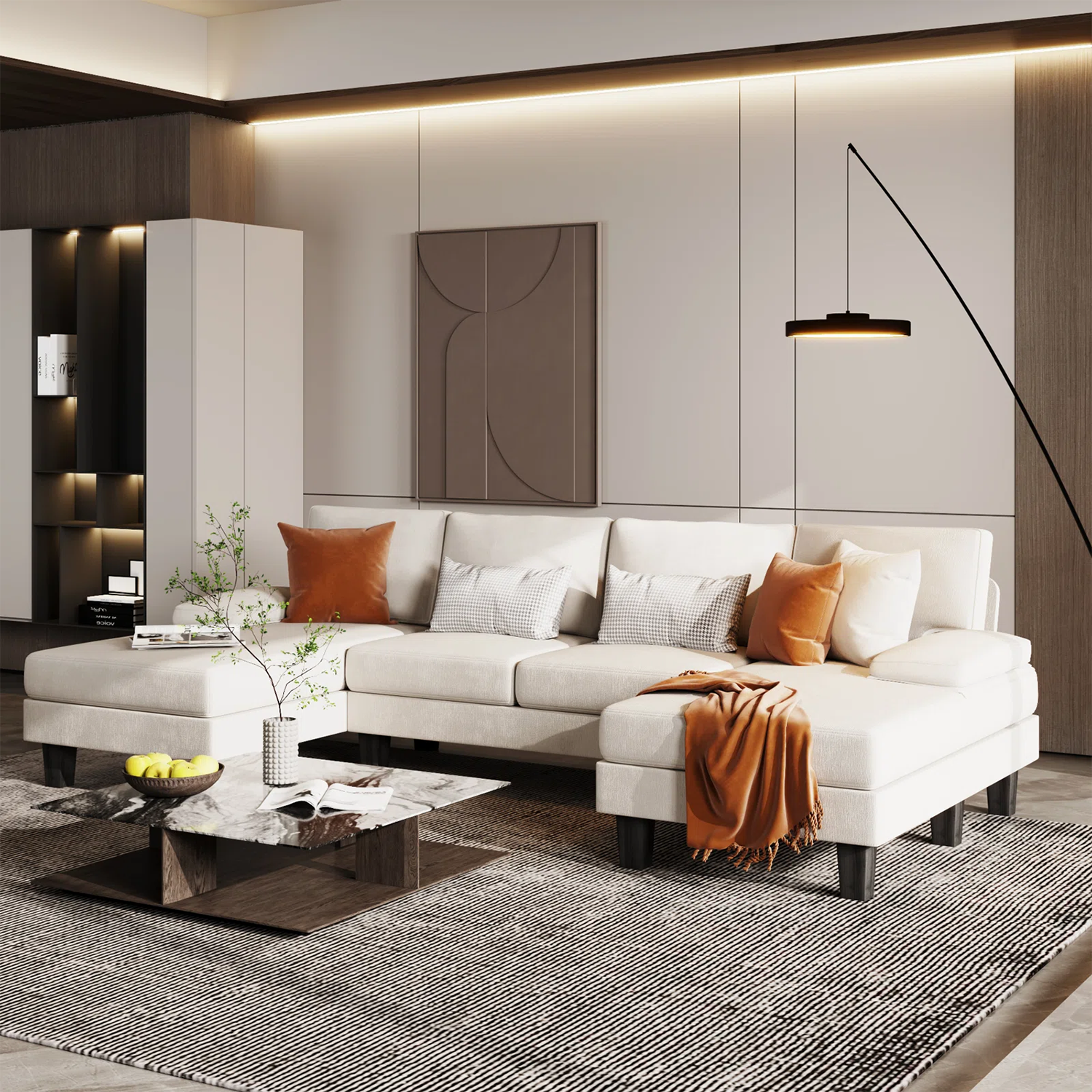 Vineego 50-in Modern White Chenille Sectional in the Couches, Sofas ...