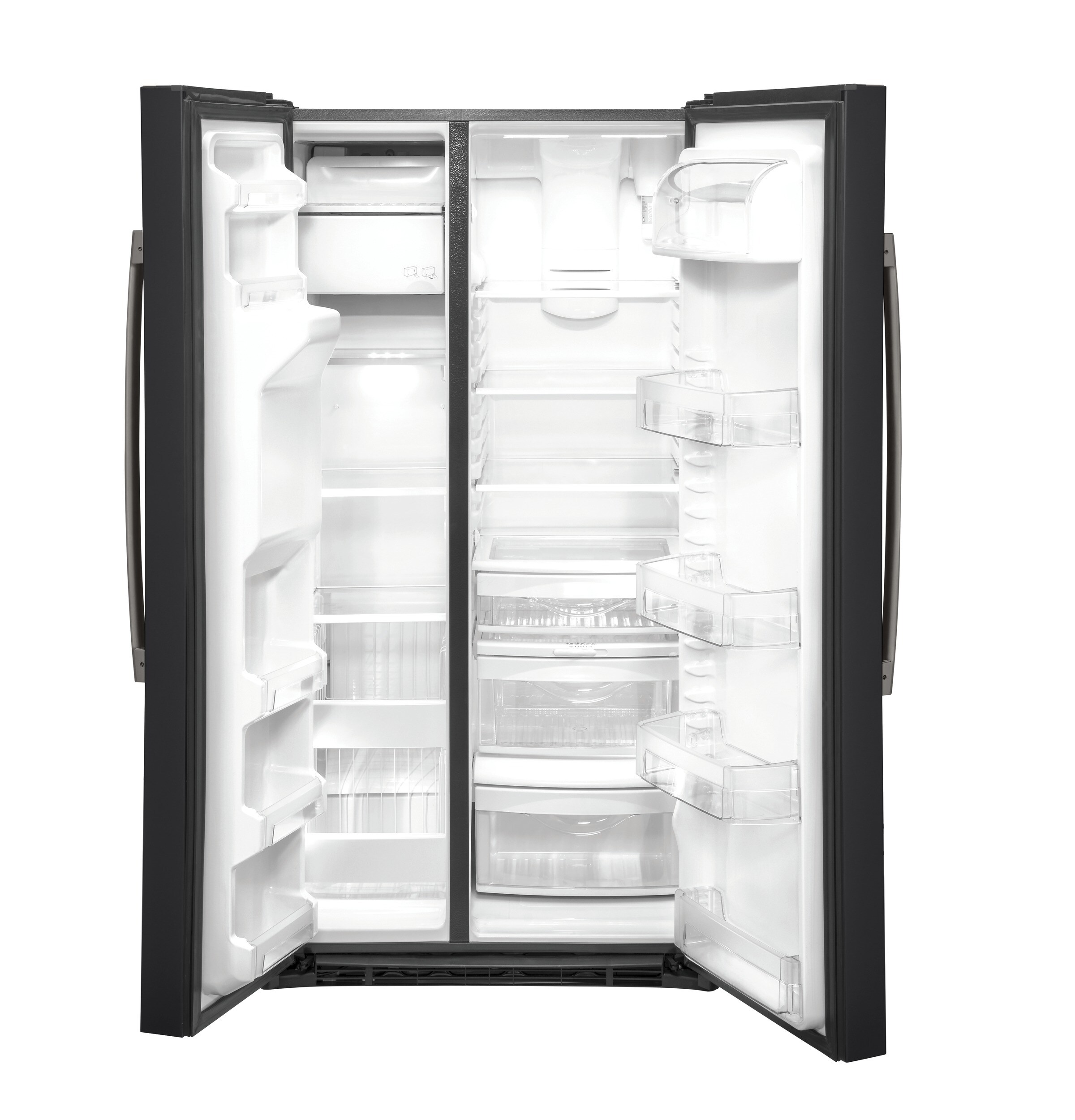 GE 25.1-cu ft Side-by-Side Refrigerator with Ice Maker (Black Slate) at ...