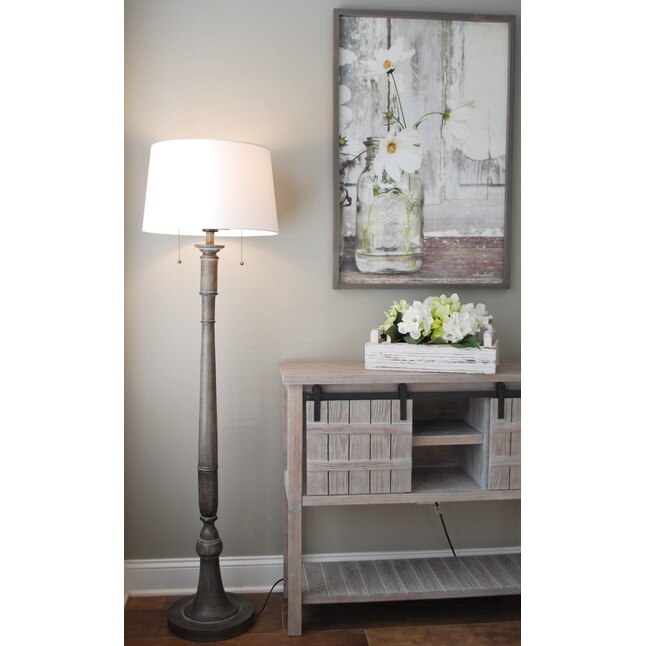 58 75 In Grey Wash Shaded Floor Lamp, Flower Floor Lamp Home Depot Canada
