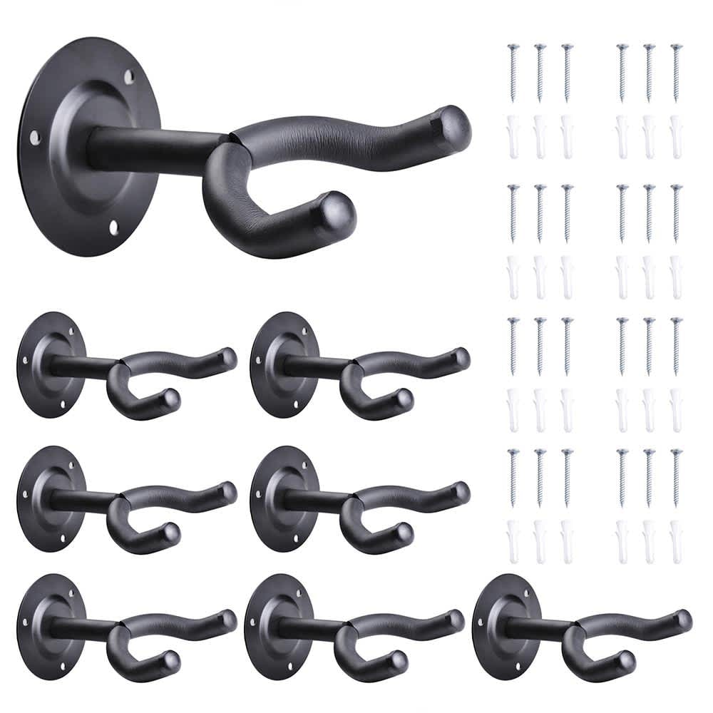 Yescom 8Pcs Guitar Wall Mount Hanger Holder Hook Rack Stand Home Studio Display for Guitar Bass with Screws #28GWH001-EIGHT-06-LO