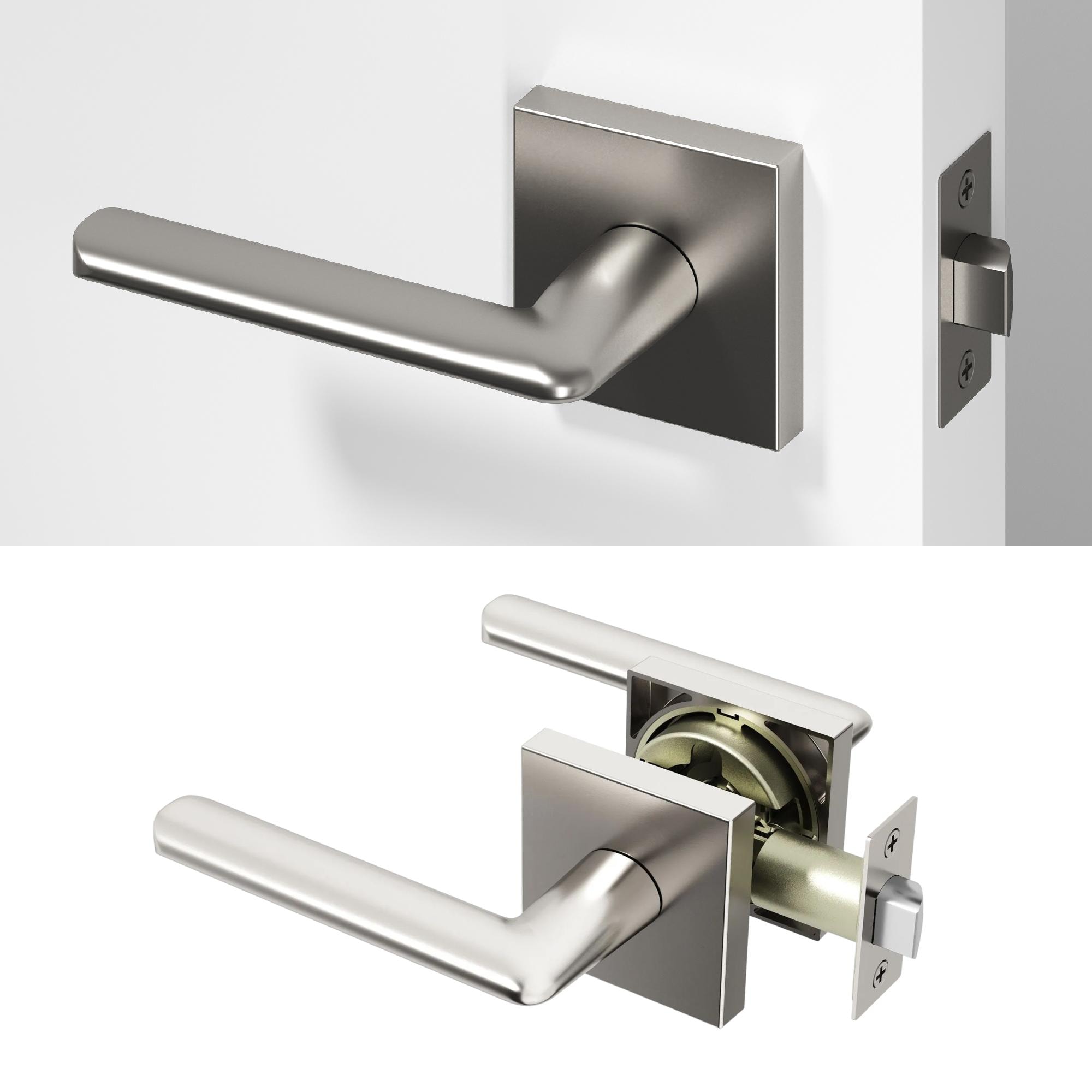 OKUN Mirra Brushed Nickel Interior or Hall/Closet Passage Door Handle