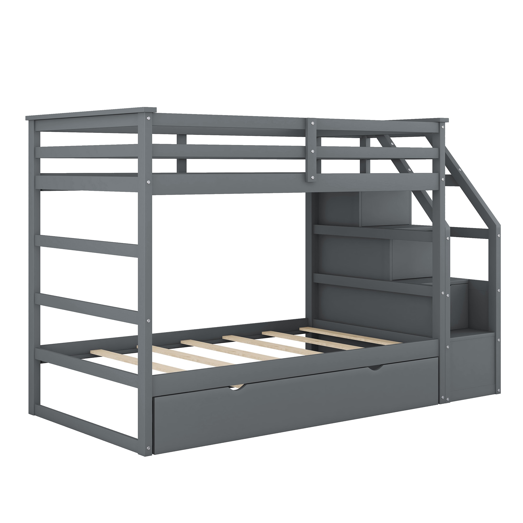 Qualler BLE000064E Gray Twin over twin Bunk Bed