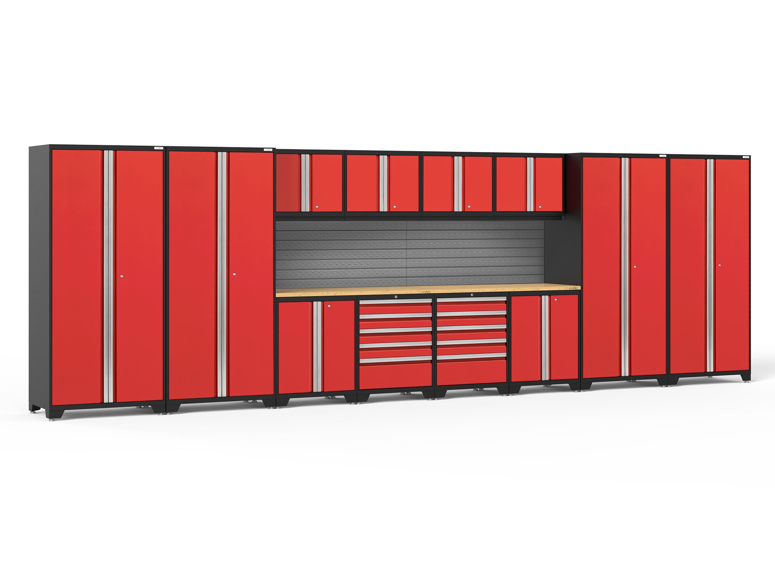 NewAge Products 58747 256.0-in W x 85.25-in H x 24.0-in D 12 -Cabinets Steel Deep Red Garage Storage System