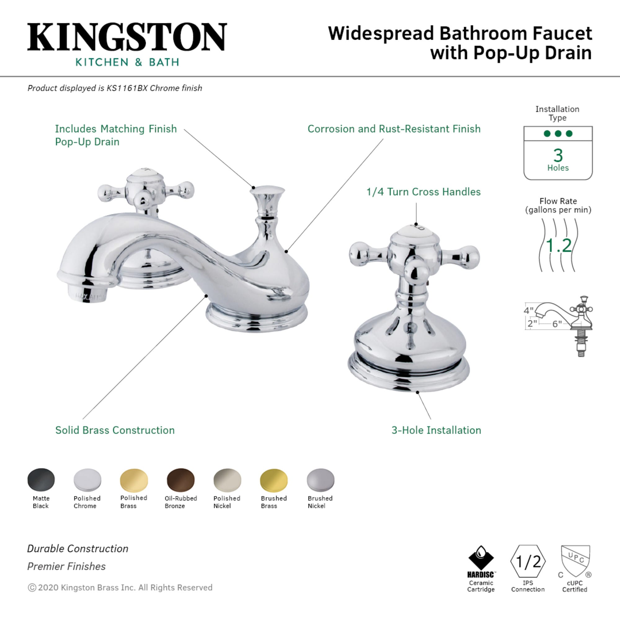 Kingston Brass WLKS1165BX Lavatory-Faucets - View #3