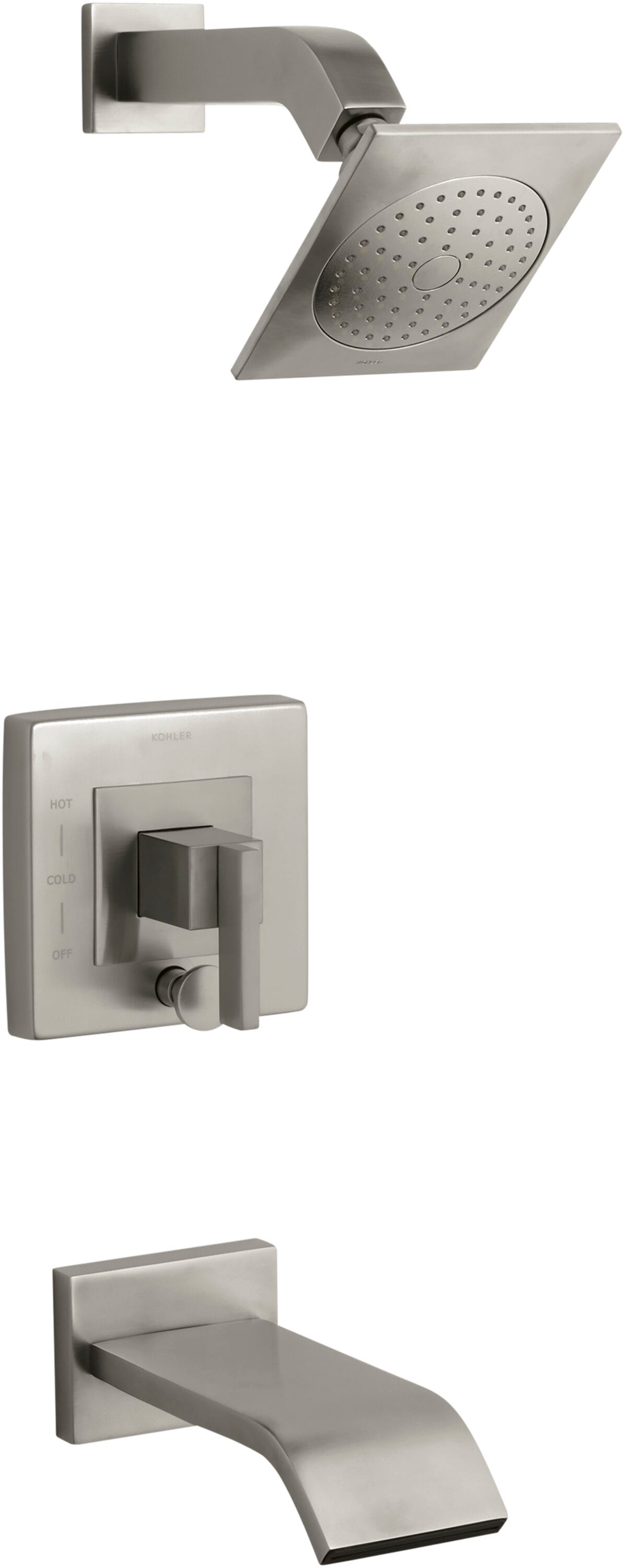 KOHLER T14664-4-BN Loure Vibrant Brushed Nickel 1-handle Single function 5.25-Inches Square Bathtub and shower Faucet