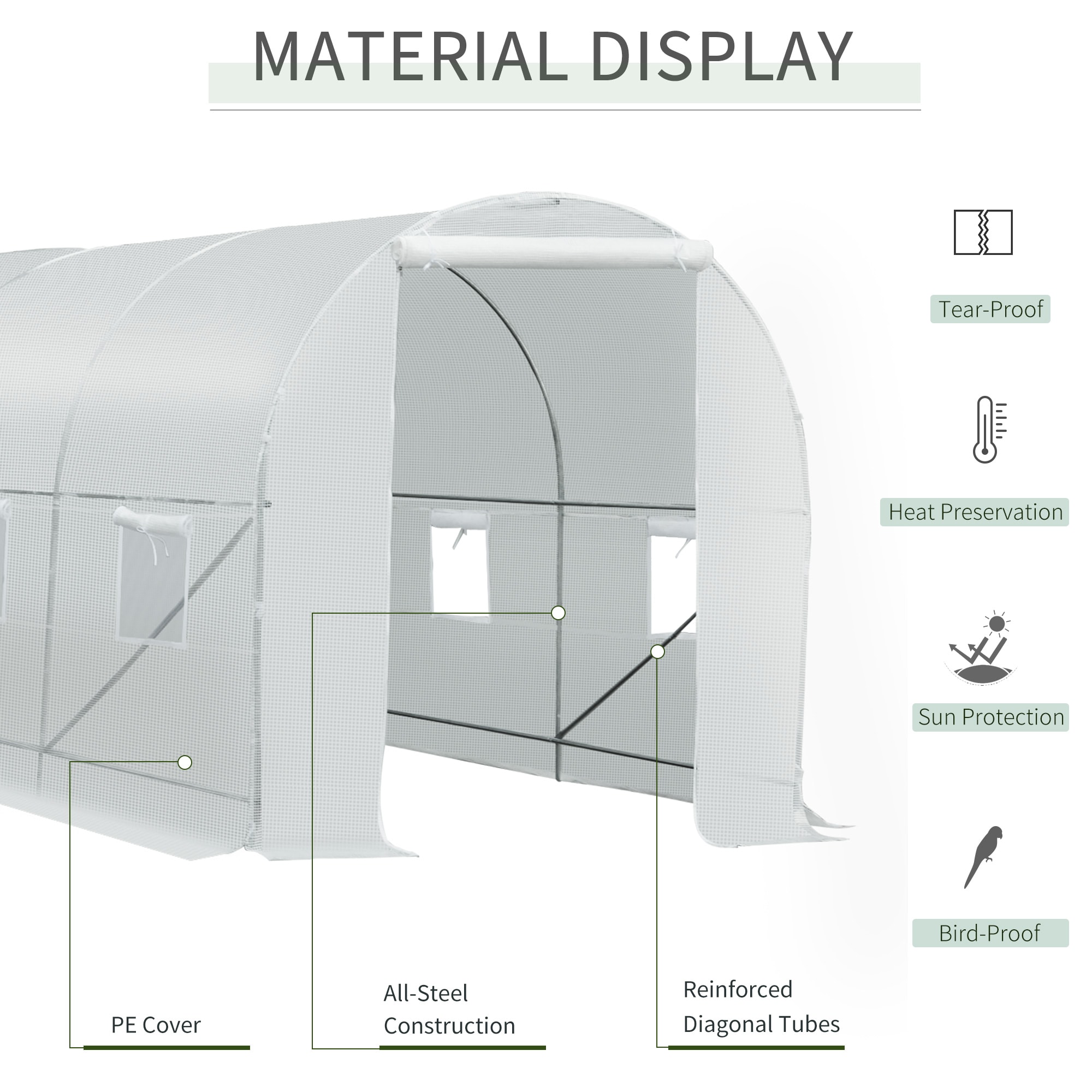 Outsunny 15-ft L x 7-ft W x 7-ft H White Greenhouse in the Greenhouses ...