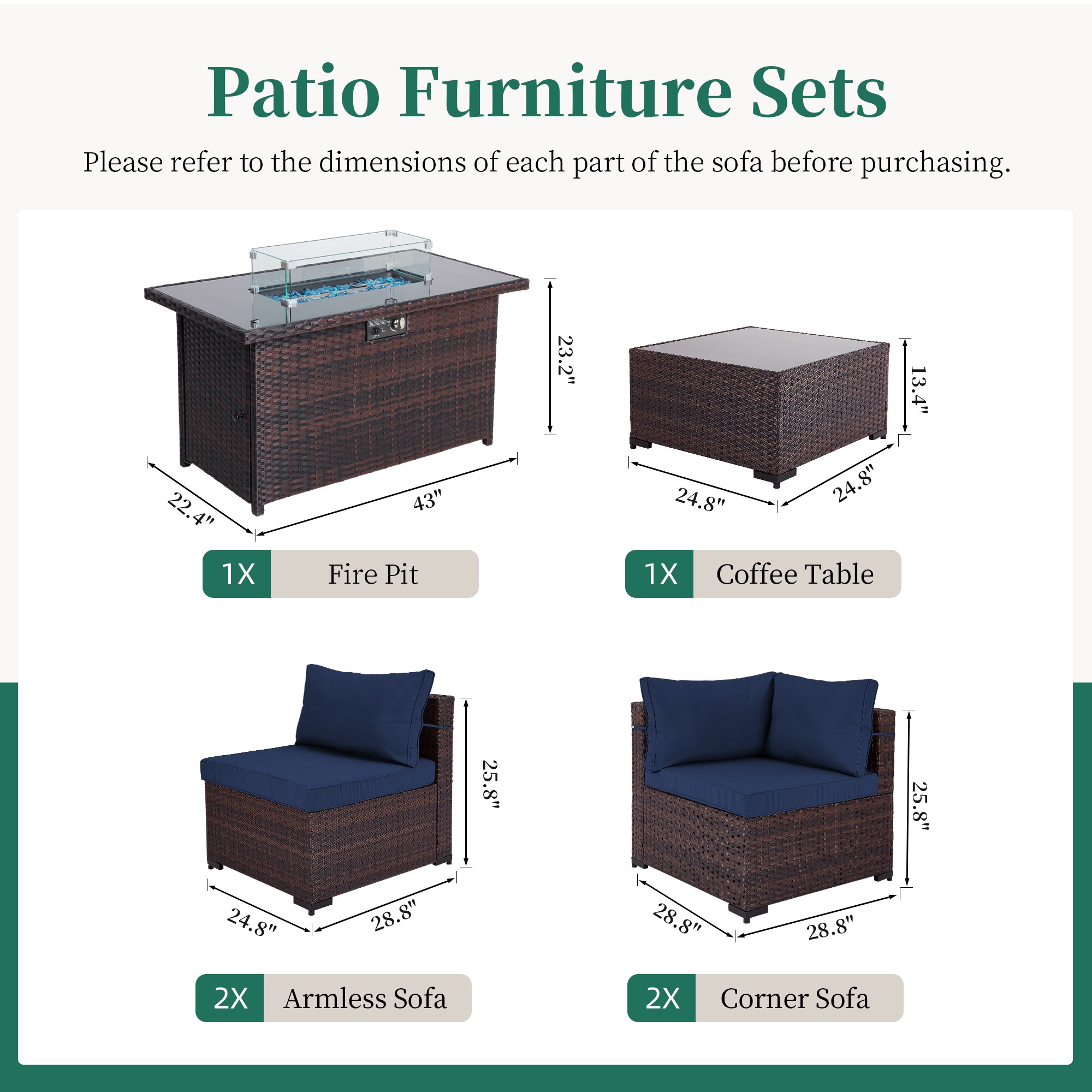 UPHA TBSF-AB43BR-NAVYBLUE Patio-Conversation-Sets - View #3
