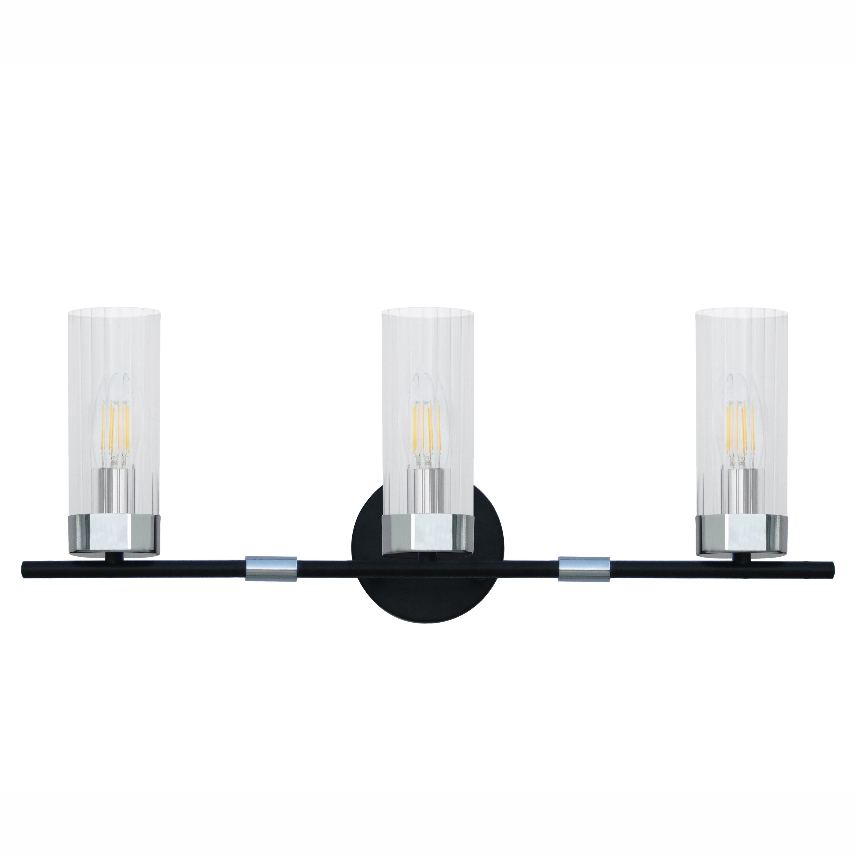 Whitfield Lighting VL742-3BKCH Tess 24.4-in 3 -Light Gloss Black Modern/contemporary Vanity light