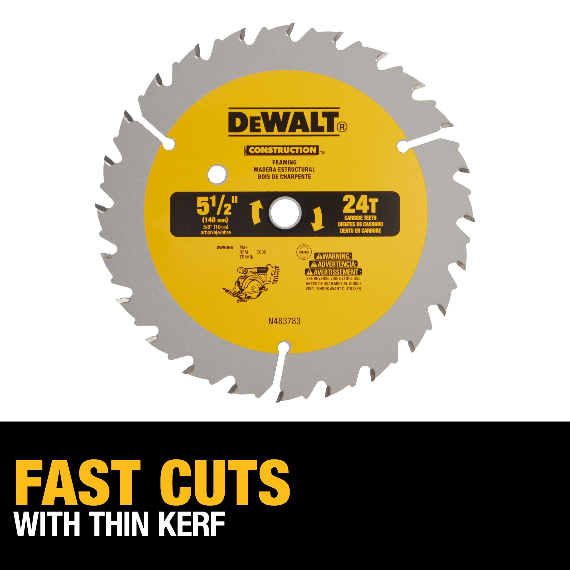 DeWalt DW9066 Construction 5-1/2-in 24-Tooth Carbide Circular Saw Blade