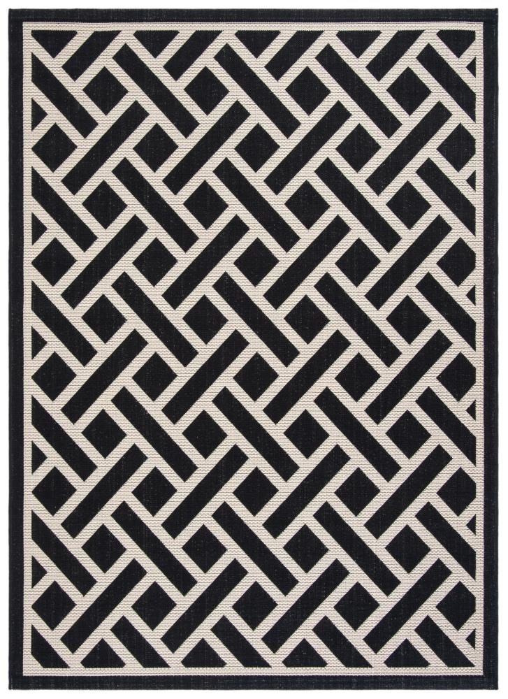 Safavieh CY6306-256-6 Courtyard Abaka 7 x 10 (ft) Loomed Polypropylene Black/Light Beige Rectangular Indoor/Outdoor Abstract Coastal Area rug
