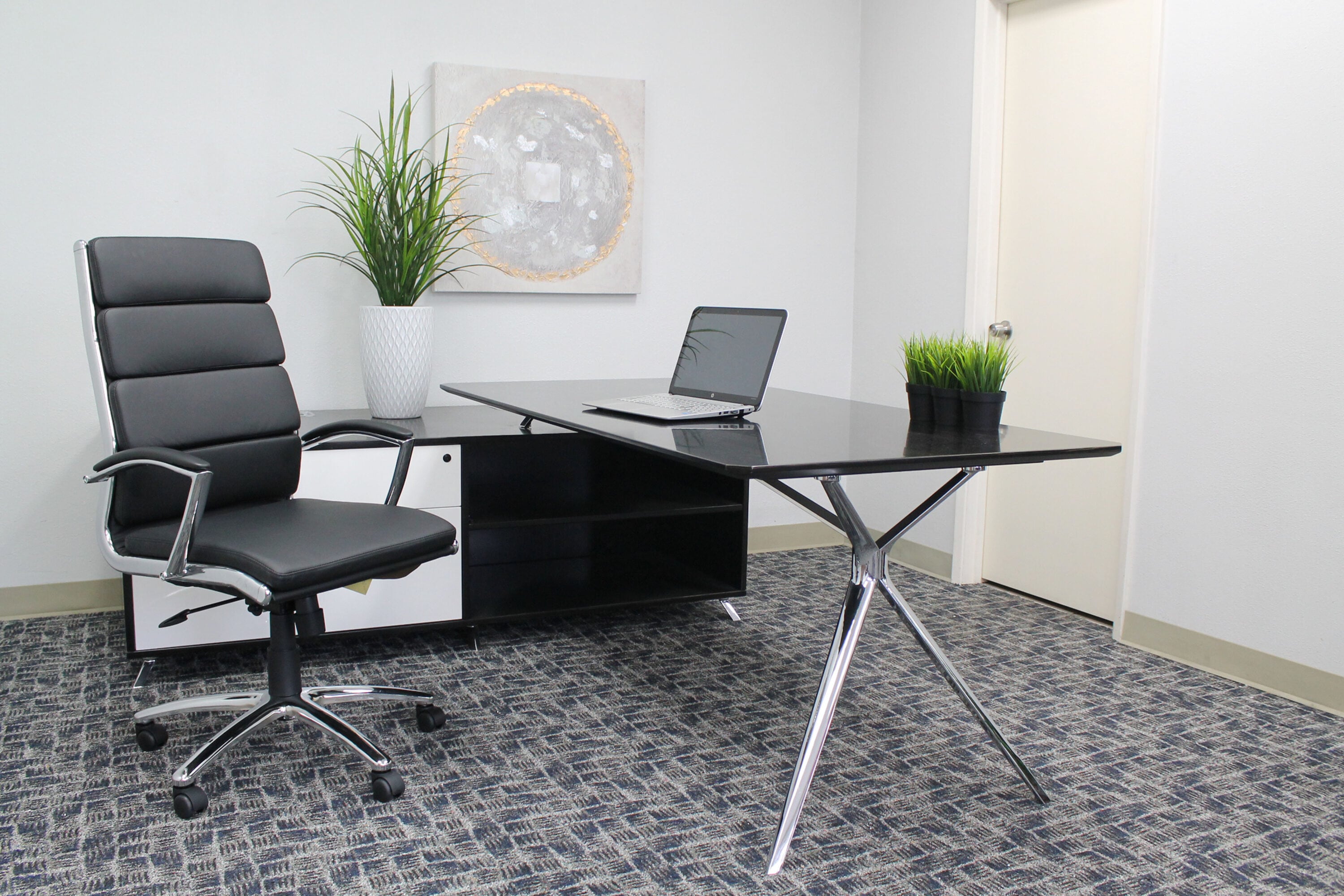 Black High-Back Leather Executive Swivel Office Chair