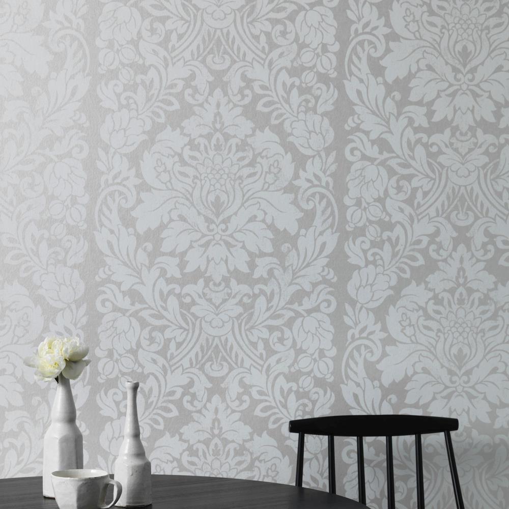 Graham & Brown Artisan 56-sq Ft Pearl Paper Textured Damask Unpasted ...