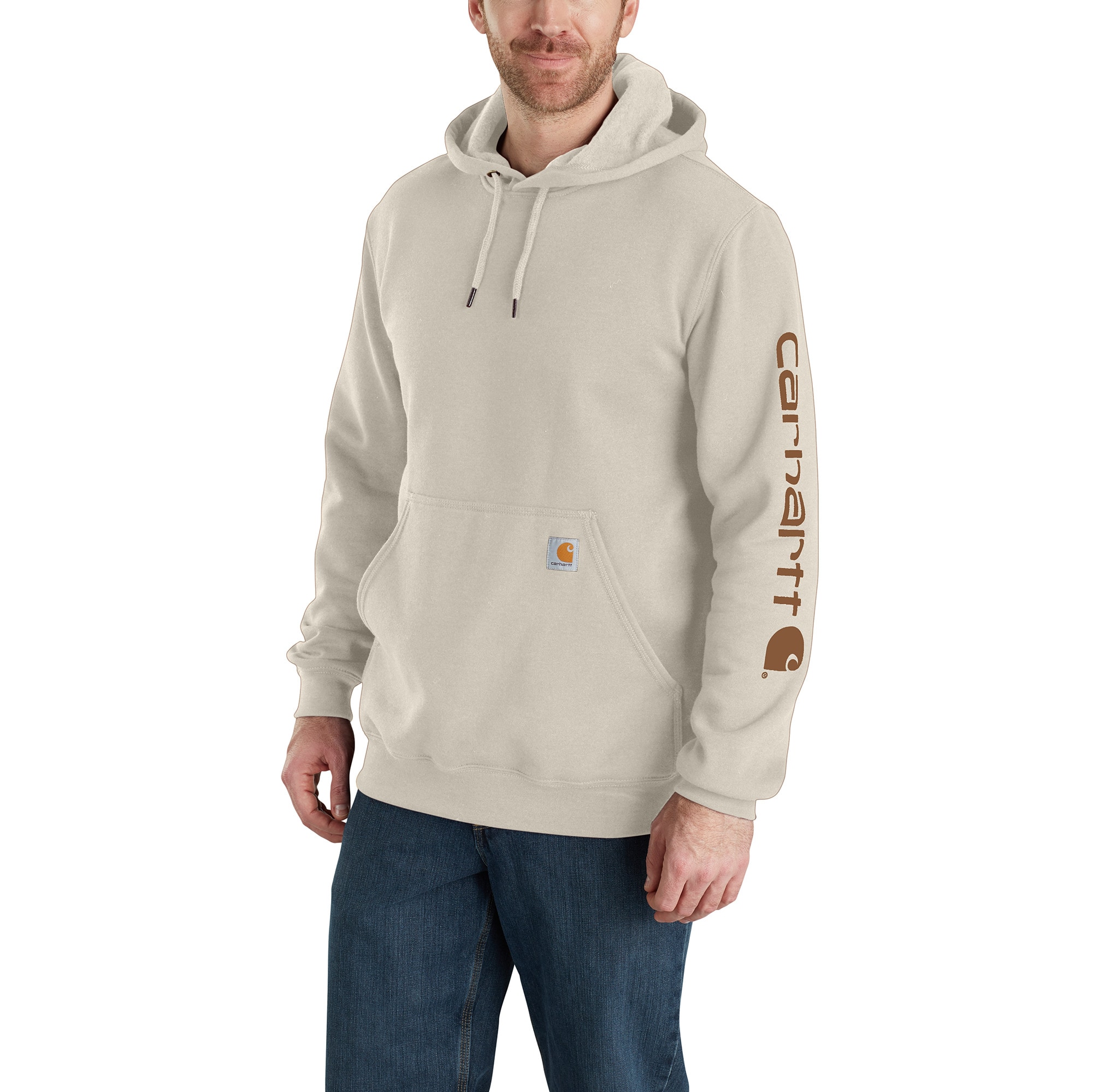 Carhartt Mens Off-white Fleece Long Sleeve Sweatshirt (Large)