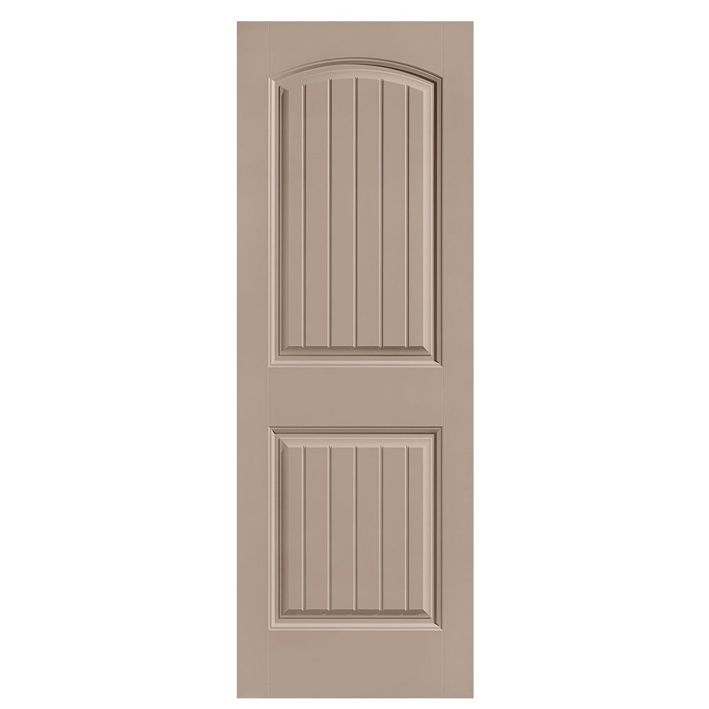 Masonite 1443682 Cheyenne 28-in x 80-in Sandpiper 2-panel round top plank Smooth Solid core Prefinished Molded composite Slab Door
