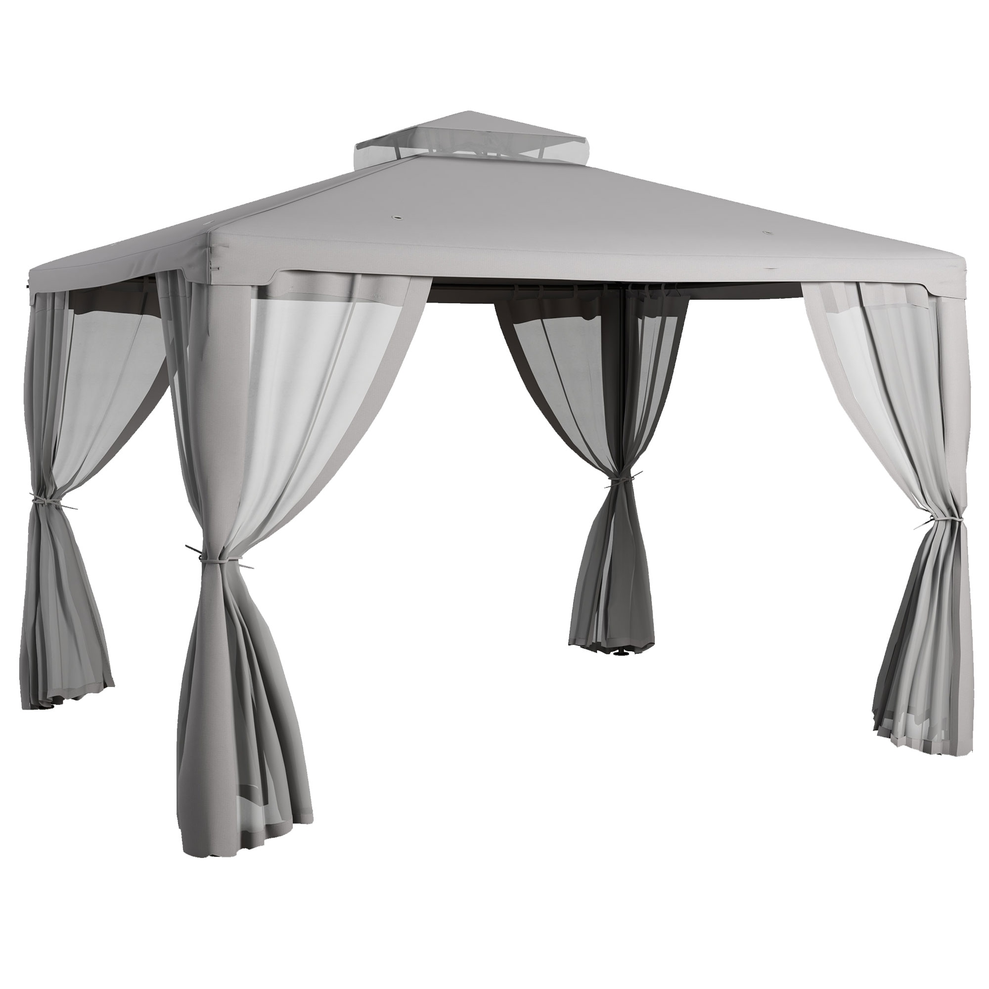 Siavonce XH00436 11.5-ft x 9.5-ft Grey Gazebo with Soft Top Roof (Screen Included)