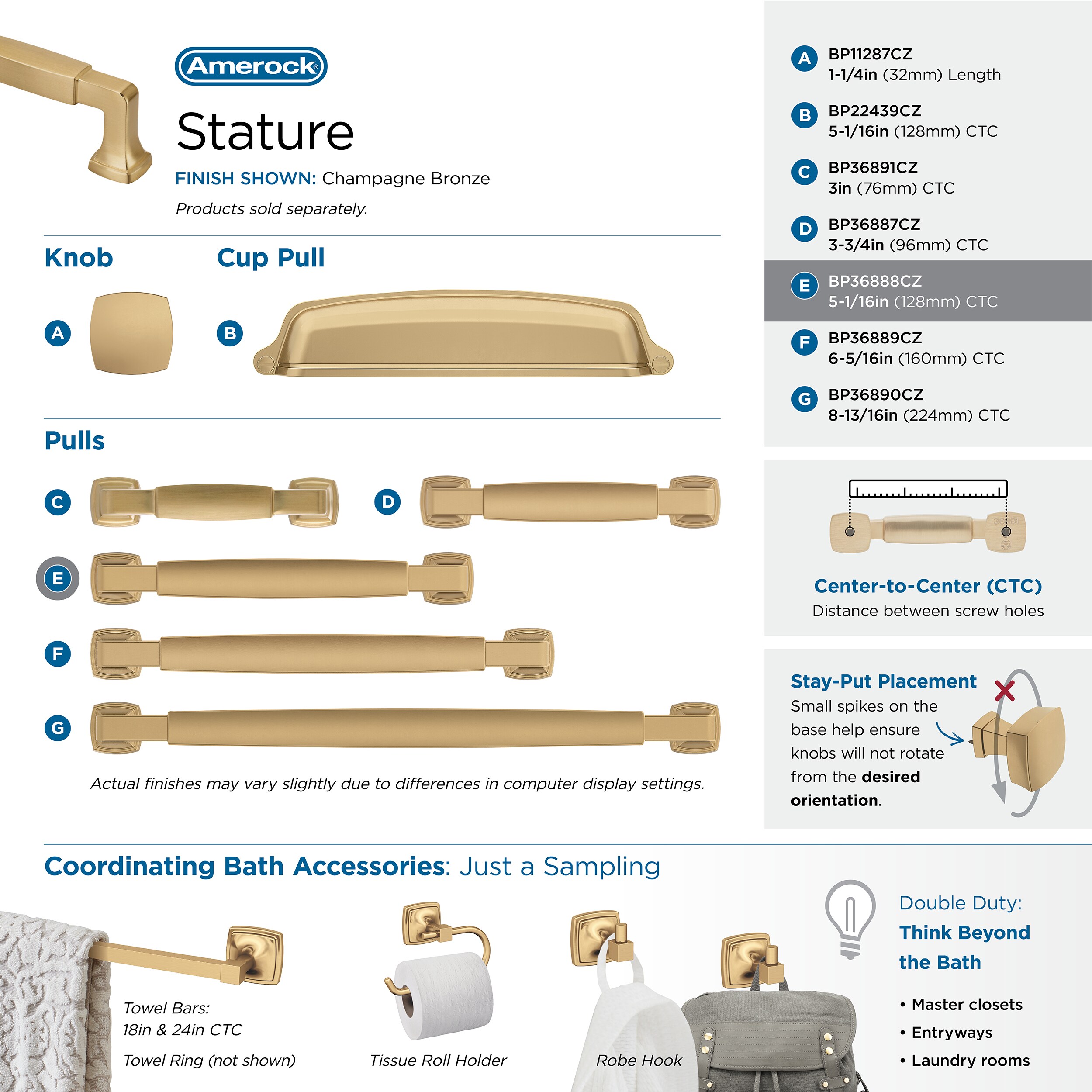 Amerock BP36888CZ Cabinet-Pulls - View #6
