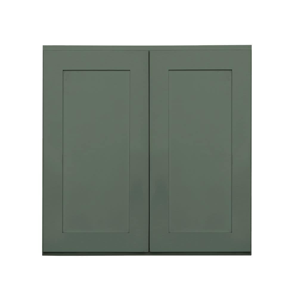 RELIABILT Monroe 30-in W x 30-in H x 12-in D Basil Green Painted Wall Ready to Assemble (RTA) Plywood Cabinet Recessed Panel Shaker