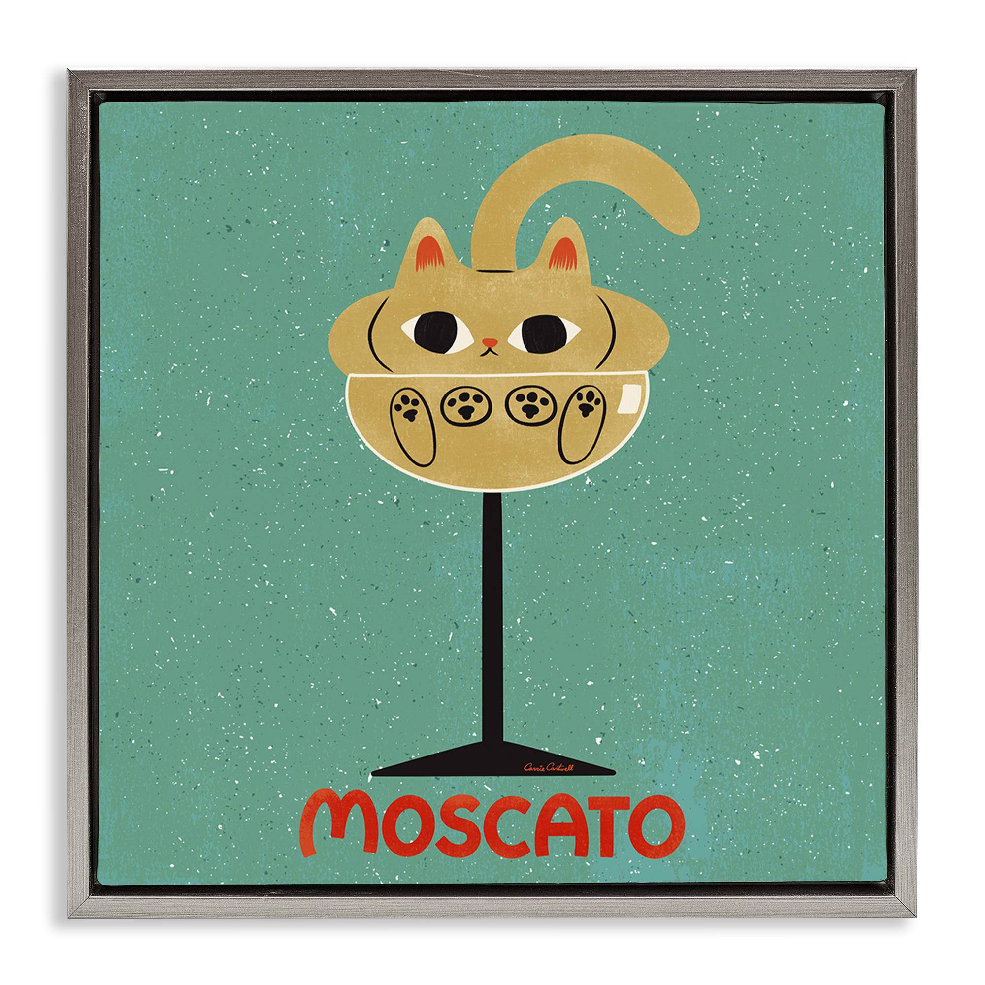 Stupell Industries BS-842-FFL-17X17 Moscato Feline Wine Gray Framed Floater Canvas Wall Art By Carrie Cantwell 18 x 18