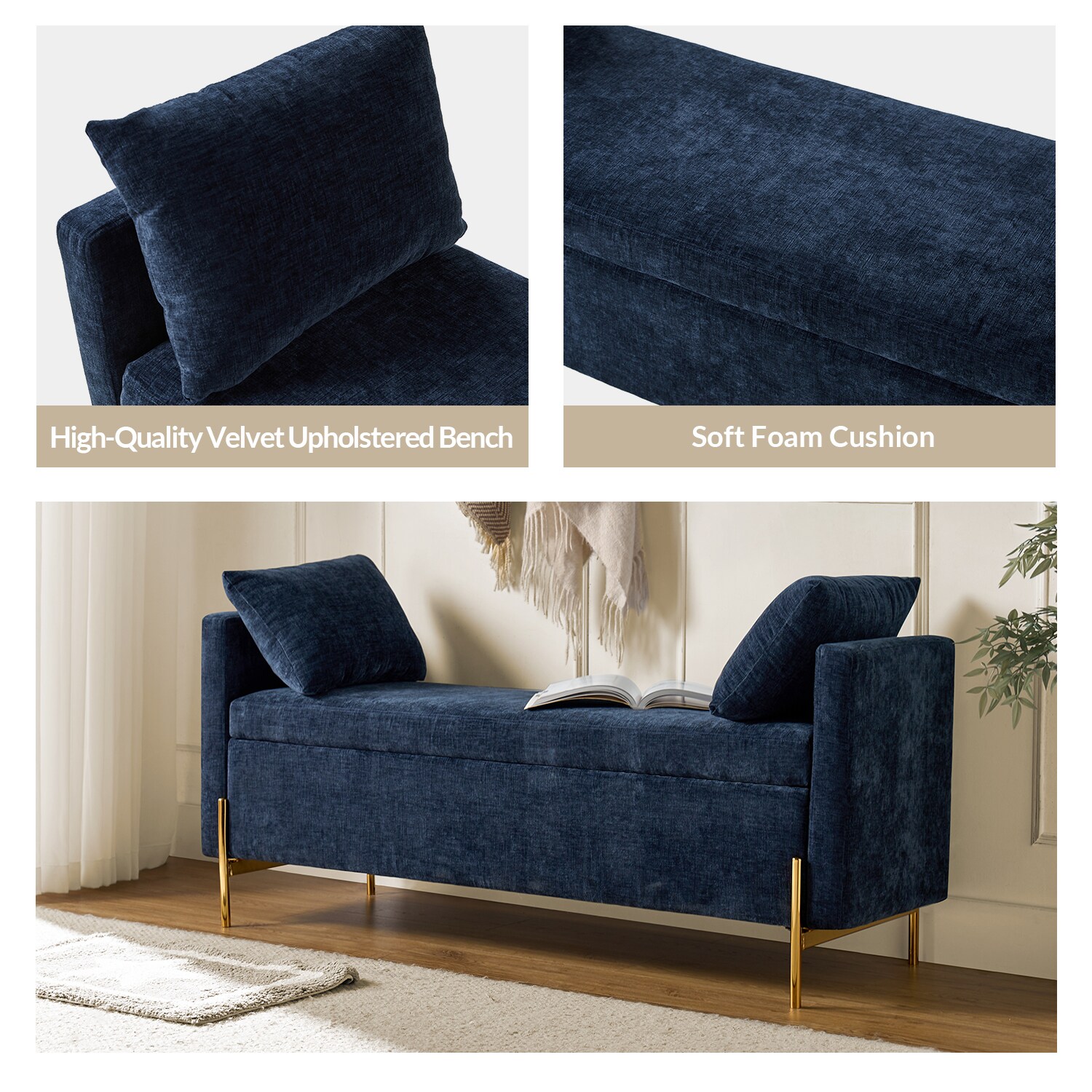 14 Karat Home BEM0876-NAV bench - View #5
