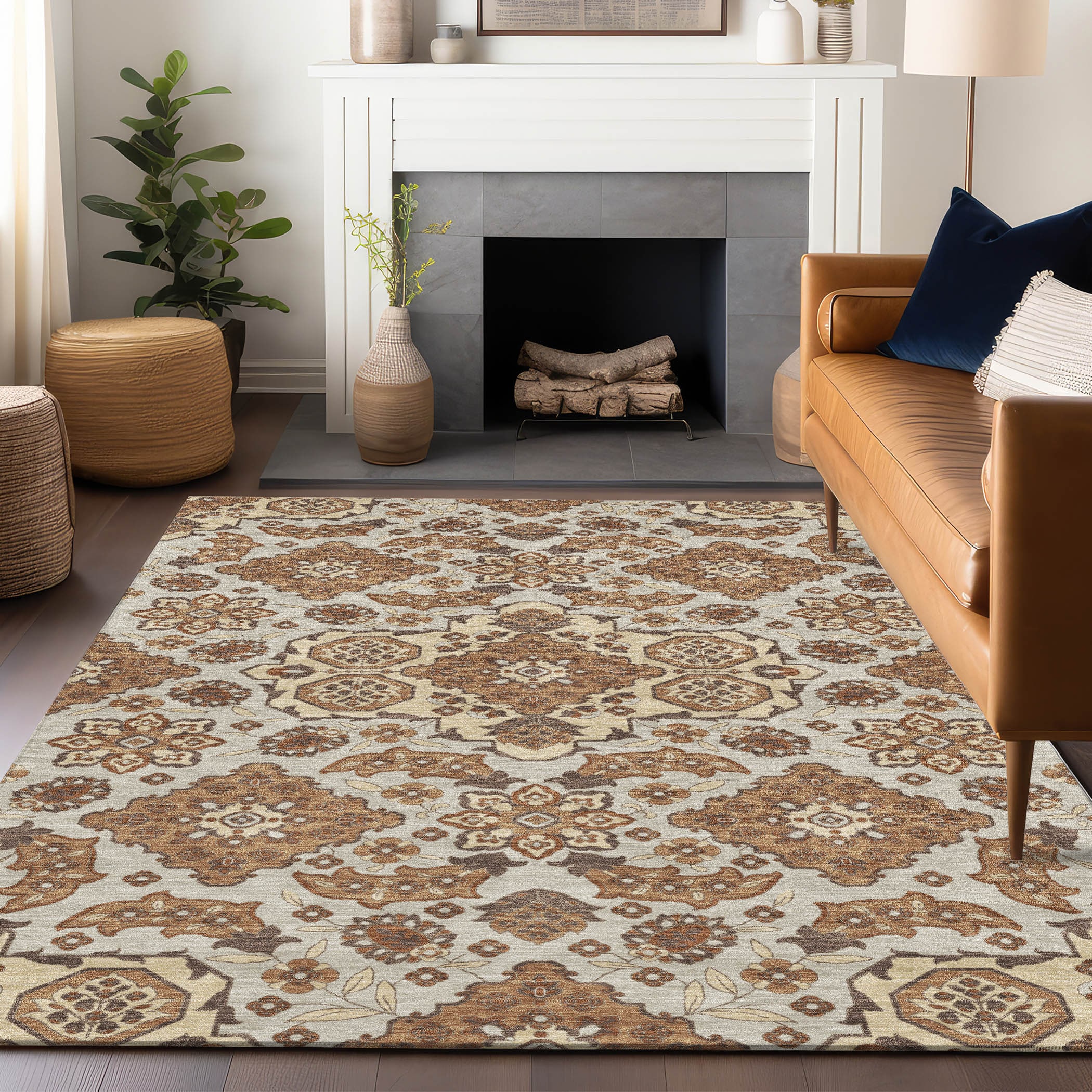 Addison Rugs ACN1853CP9X12 Chantille ACN1853CP 9 x 12 (ft) Loomed Polyester Copper Rectangular Indoor/Outdoor Geometric Machine washable Area rug