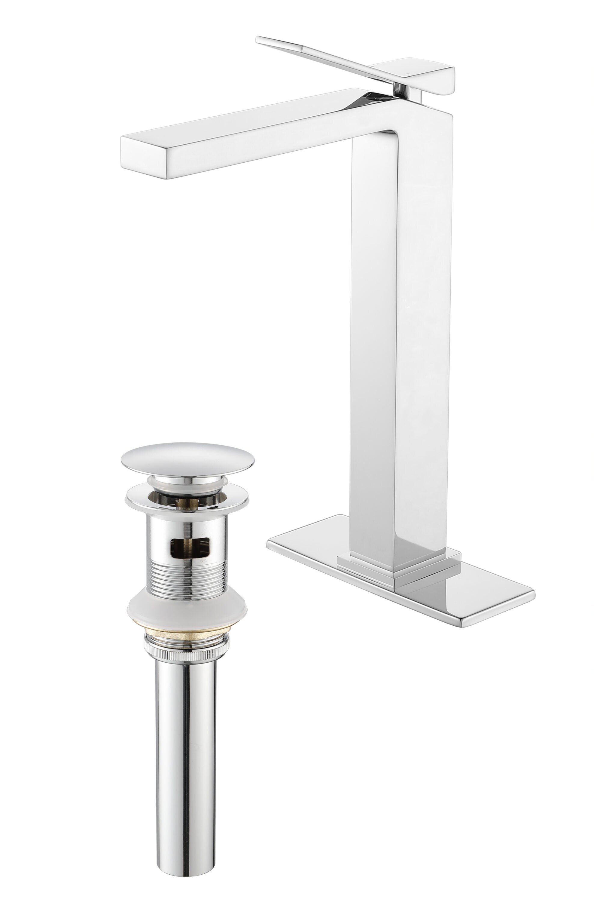 Royal Guard LBSFLYJ0054 Chrome Single hole 1-handle WaterSense High-arc Commercial/Residential Handle Bathroom Sink Faucet with Drain