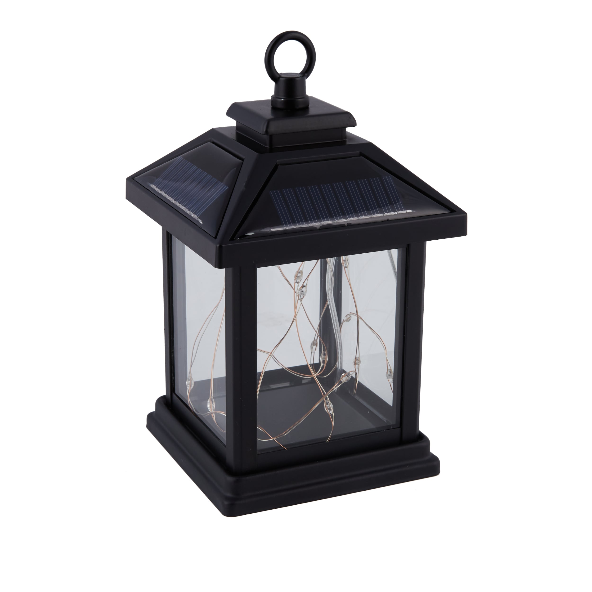 allen + roth 4-in x 6.6-in Black Metal Solar Outdoor Decorative Lantern in  the Outdoor Decorative Lanterns department at