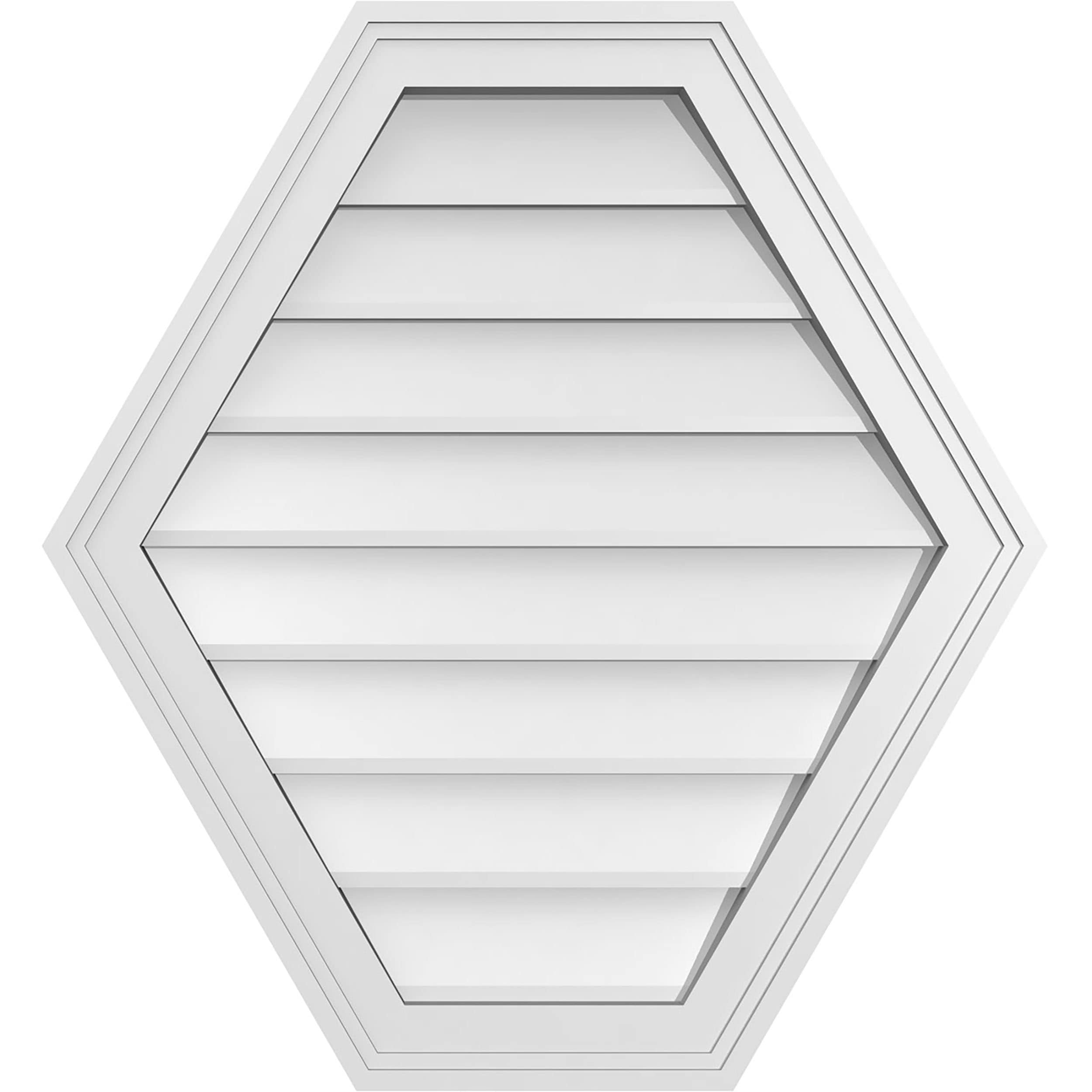 Ekena Millwork GVPHP24X2602SN 24-Inches x 26-Inches Off-white Peaked PVC Gable Louver Vent