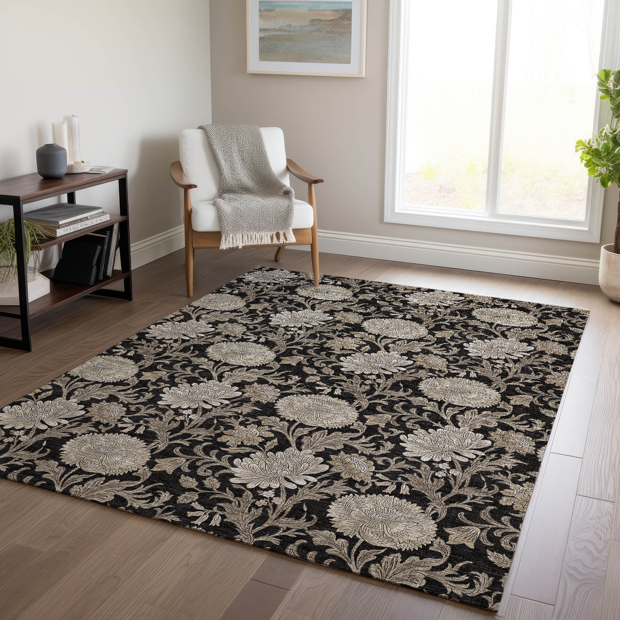Addison Rugs ACN677BK10X14 Chantille ACN677BK 10 x 14 (ft) Polyester Black Rectangular Indoor/Outdoor Geometric Machine washable Area rug