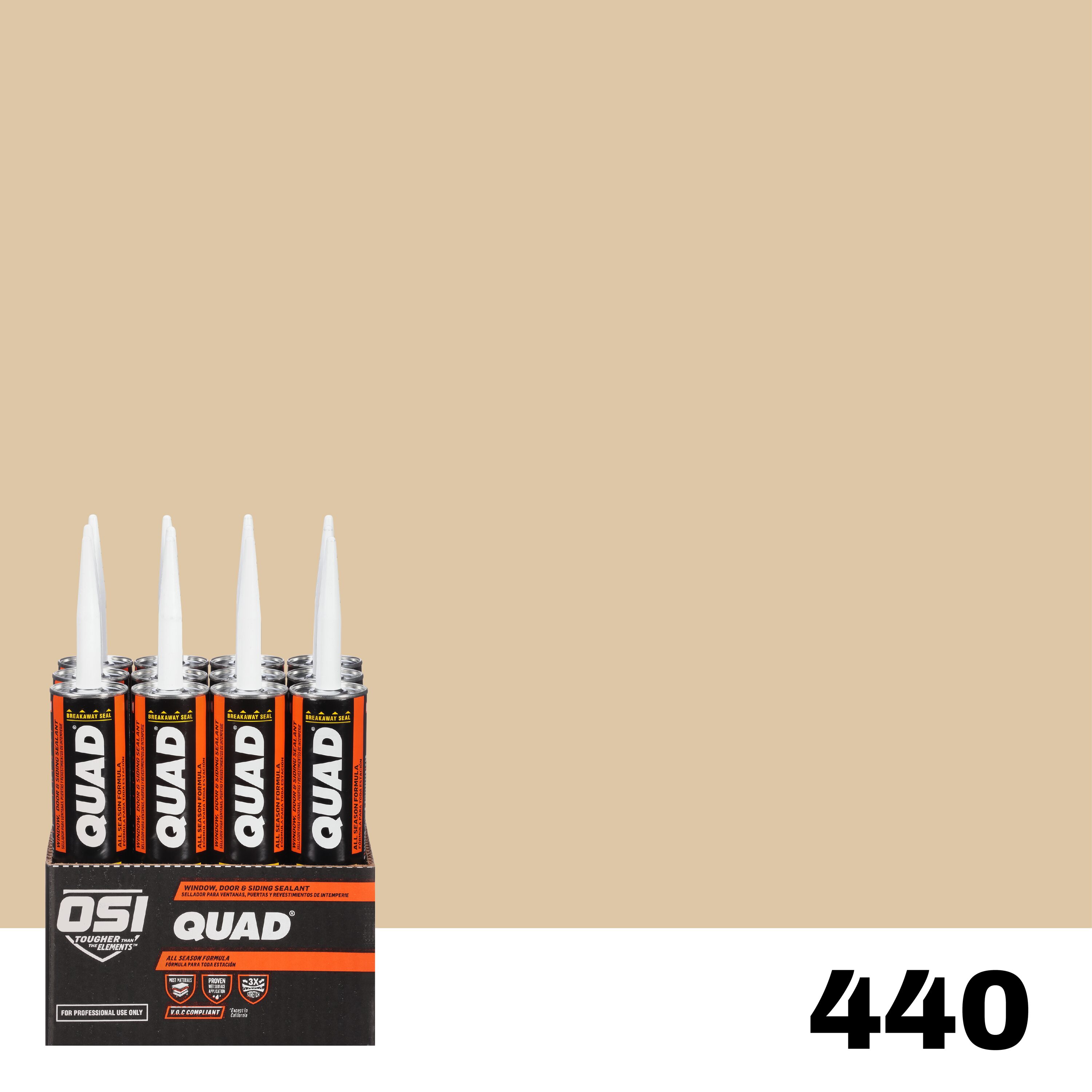 OSI 1637224 Quad 12 -Pack 10-oz Window door Beige 440 Paintable Solvent Caulk