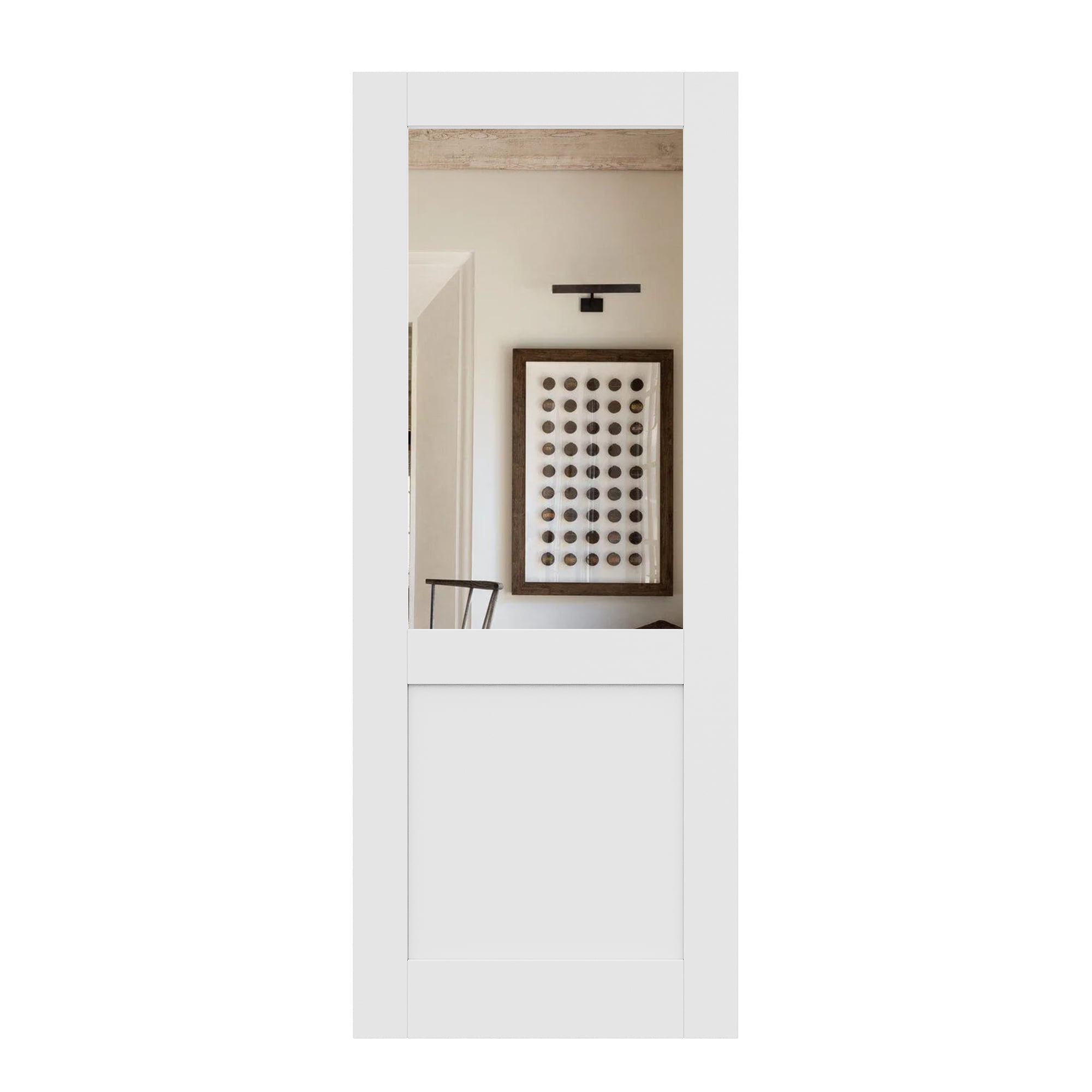 JUJUBON IN-SLABHMG36 Traditional  36-in x 80-in White 2-panel Mirrored glass Smooth Solid core Prefinished MDF Slab Door