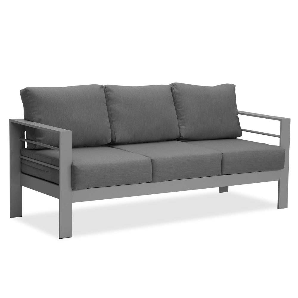 AHIOU HOME ZAAHG-W140155PS Holland Outdoor Sofa with Gray Cushions and Aluminum Frame