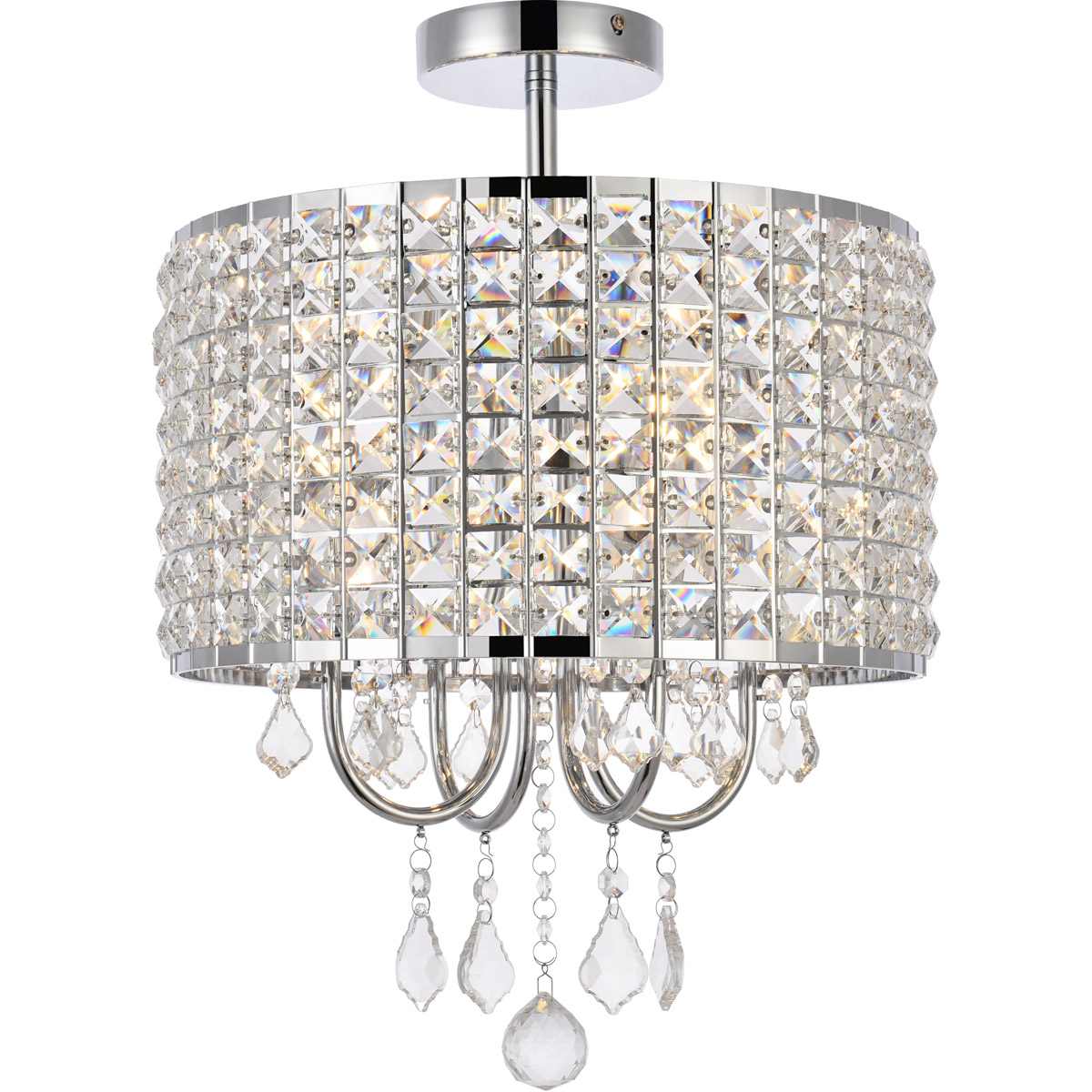 Elegant Lighting 2369642 Living District LD712F14C Elise 4 Light 14 inch Chrome Flush Mount Ceiling Light