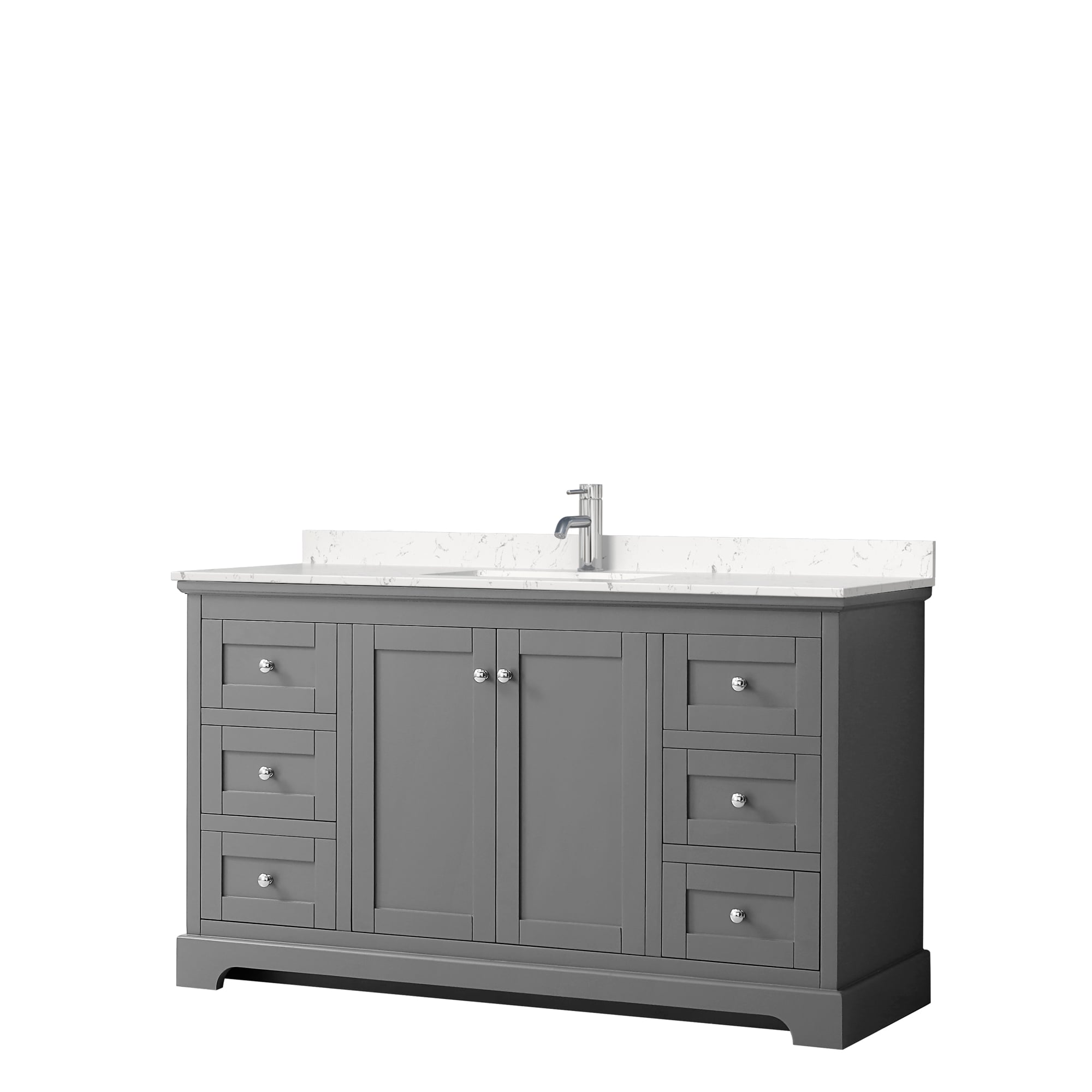 Wyndham Collection WCV232360SKGC2UNSMXX Avery 60-in Dark Gray with Polished Chrome Trim Undermount Single Sink Bathroom Vanity with Carrara Cultured Marble Cultured Marble Top