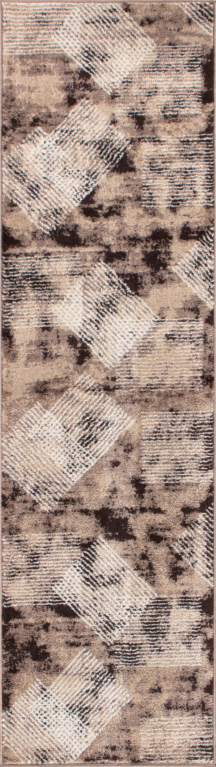 World Rug Gallery 387BROWN2X7 2 x 7 (ft) Loomed Polypropylene Brown Rectangular Indoor Geometric Runner rug