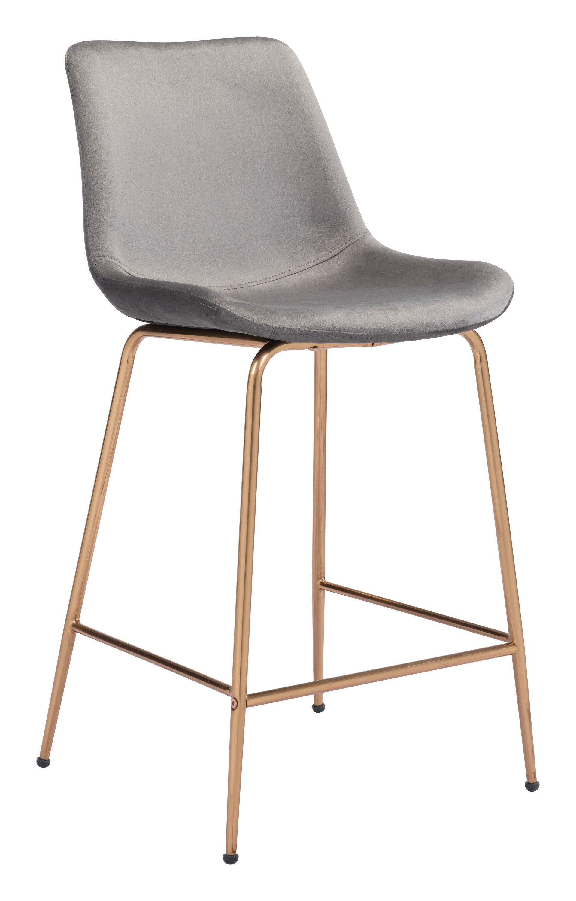 Zuo Modern 101761 Tony Gray 26.4-in H Counter height Upholstered Metal Bar Stool Back