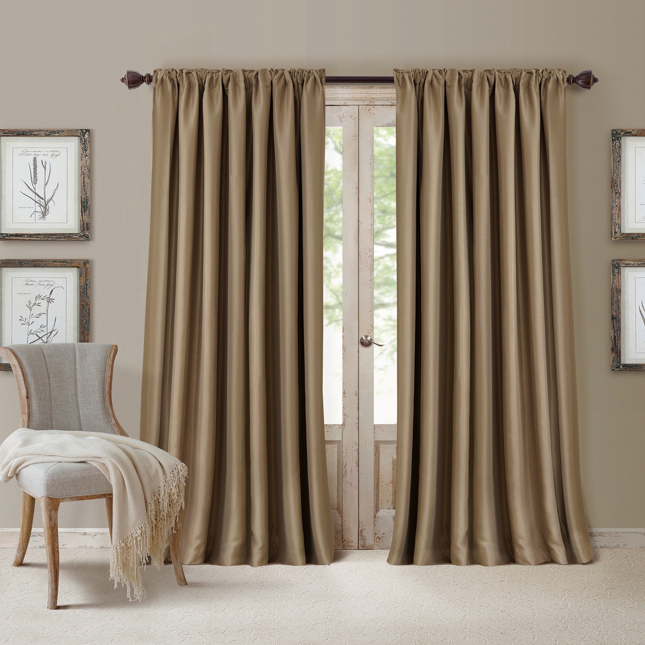 Elrene Home Fashions 026865854138 108-in Antique Gold Blackout Interlined Rod pocket Single curtain panel