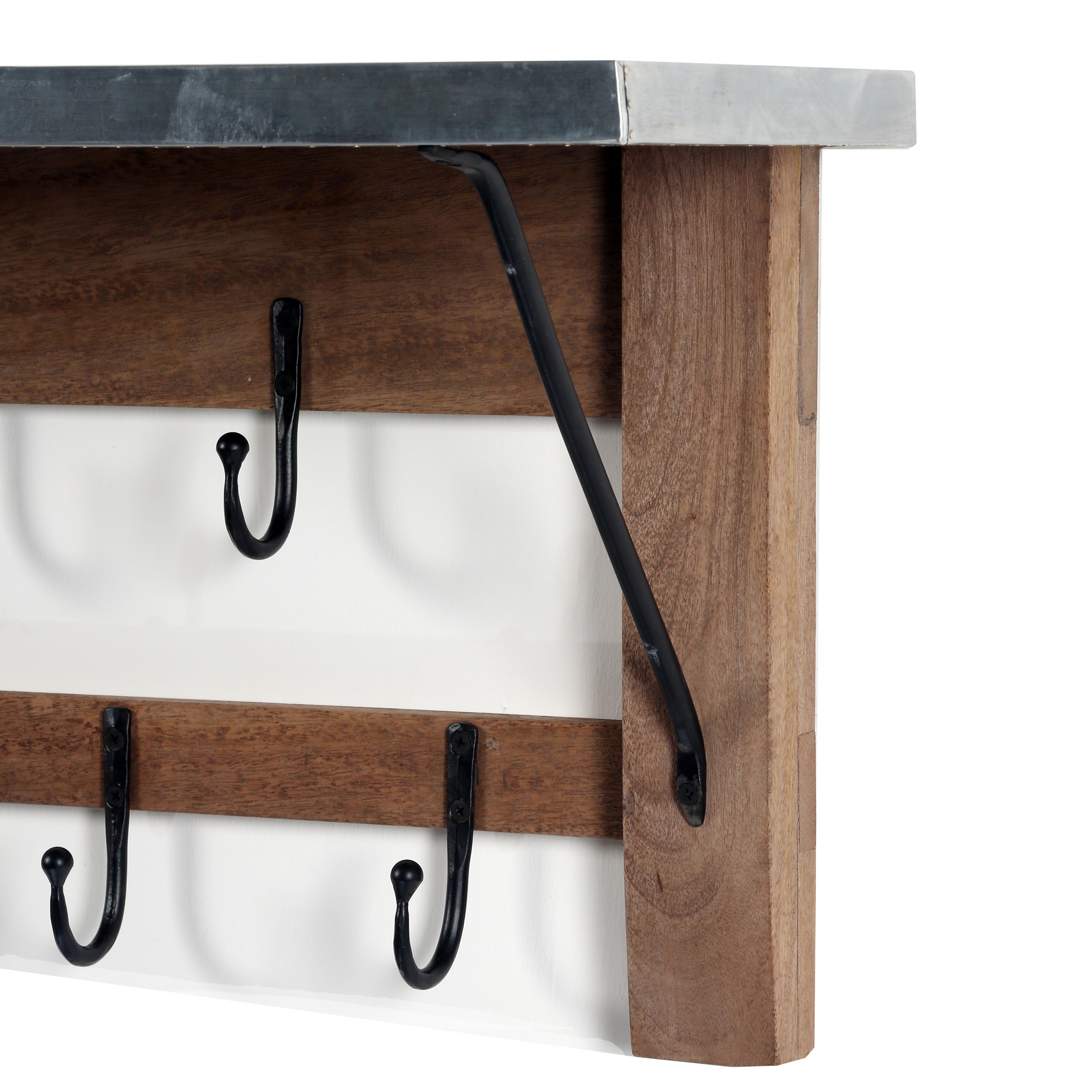 Alaterre Furniture Natural 9-Hook Wall Mounted Coat Rack at