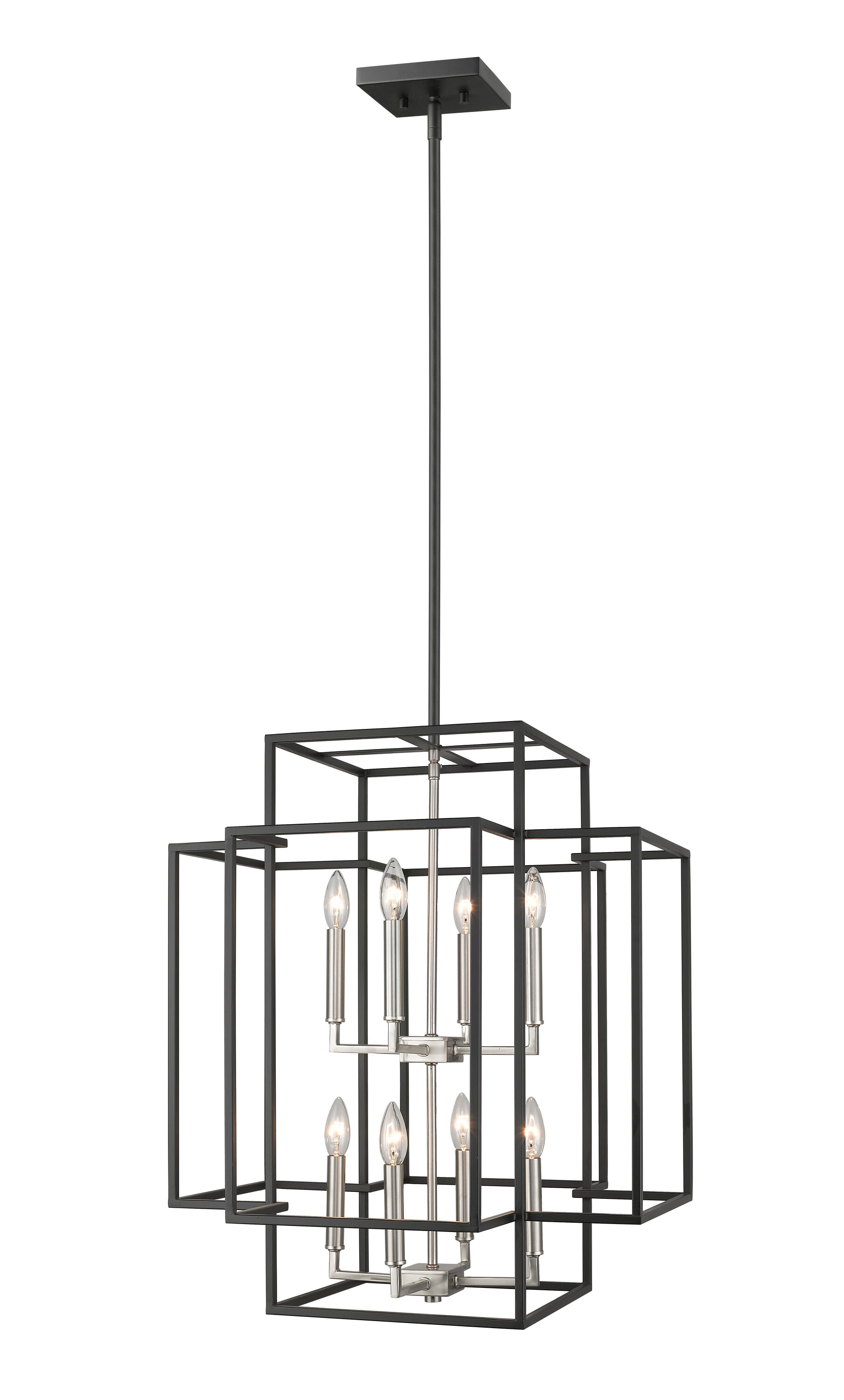 Z-Lite 454-28BK-BN Titania 8 -Light Black + Brushed Nickel Modern/contemporary Geometric Medium Hanging Pendant light