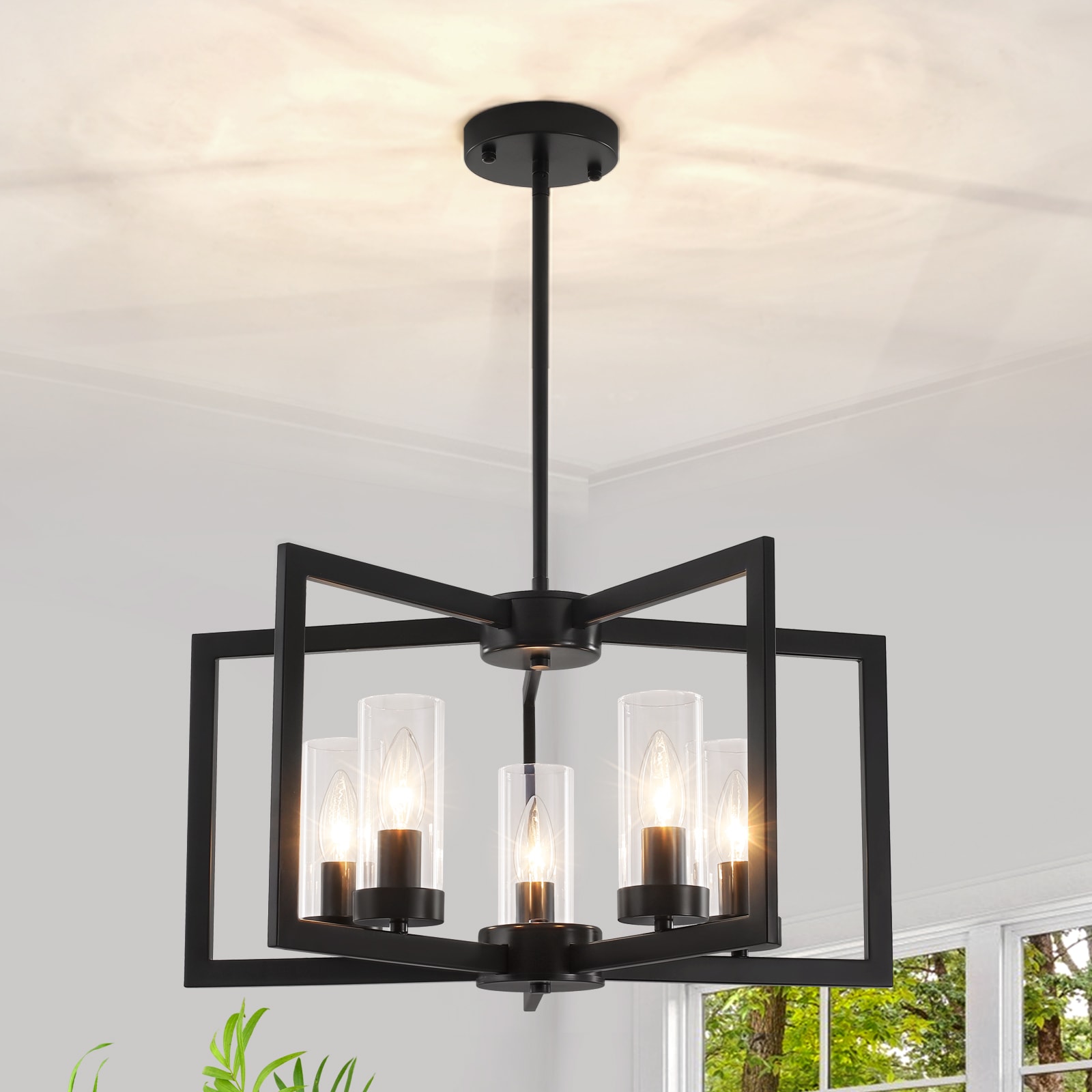 ZSMIHDOH 5 -Light Black Metal Chandelier