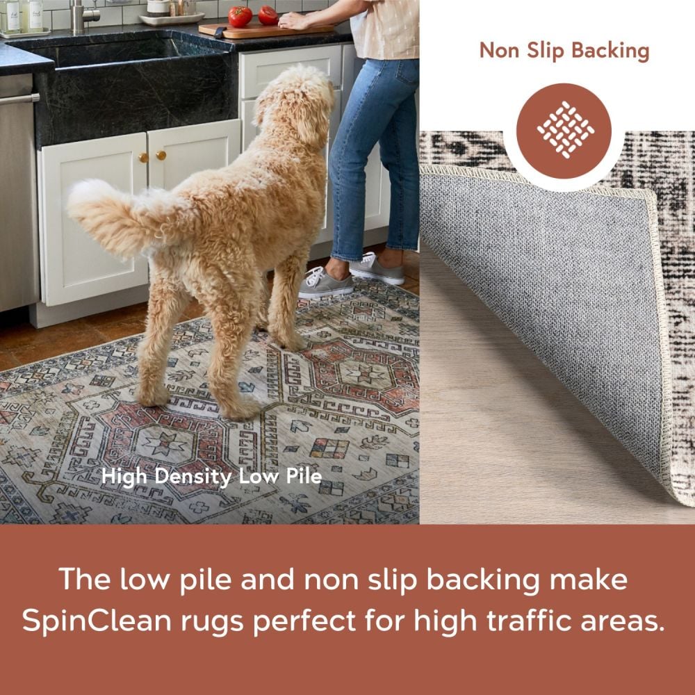 Light Gray Synthetic Medallion Washable Rectangular Area Rug 3' x 5'